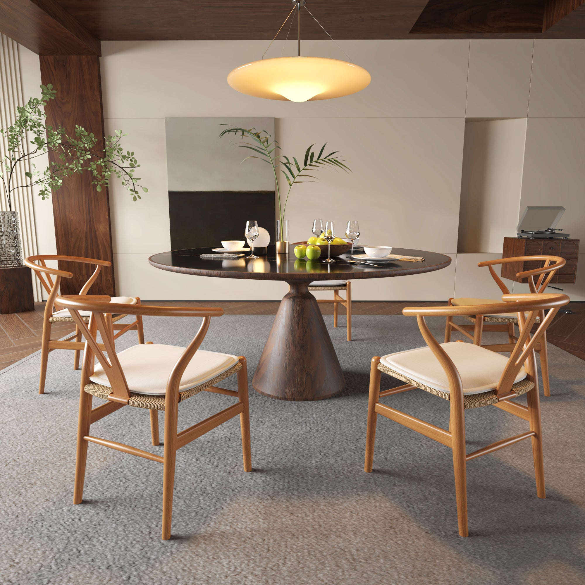 Garlandx Wood Dining Chair with Curved Back, Set of 2