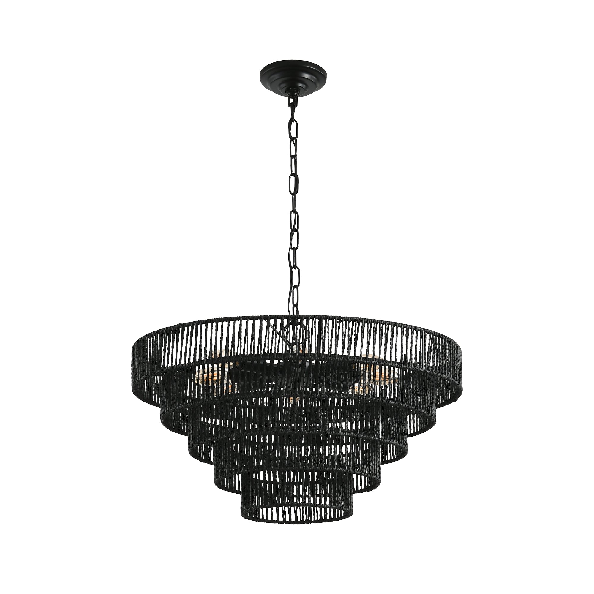 24" Modern 5-Layer Woven Rope Chandelier