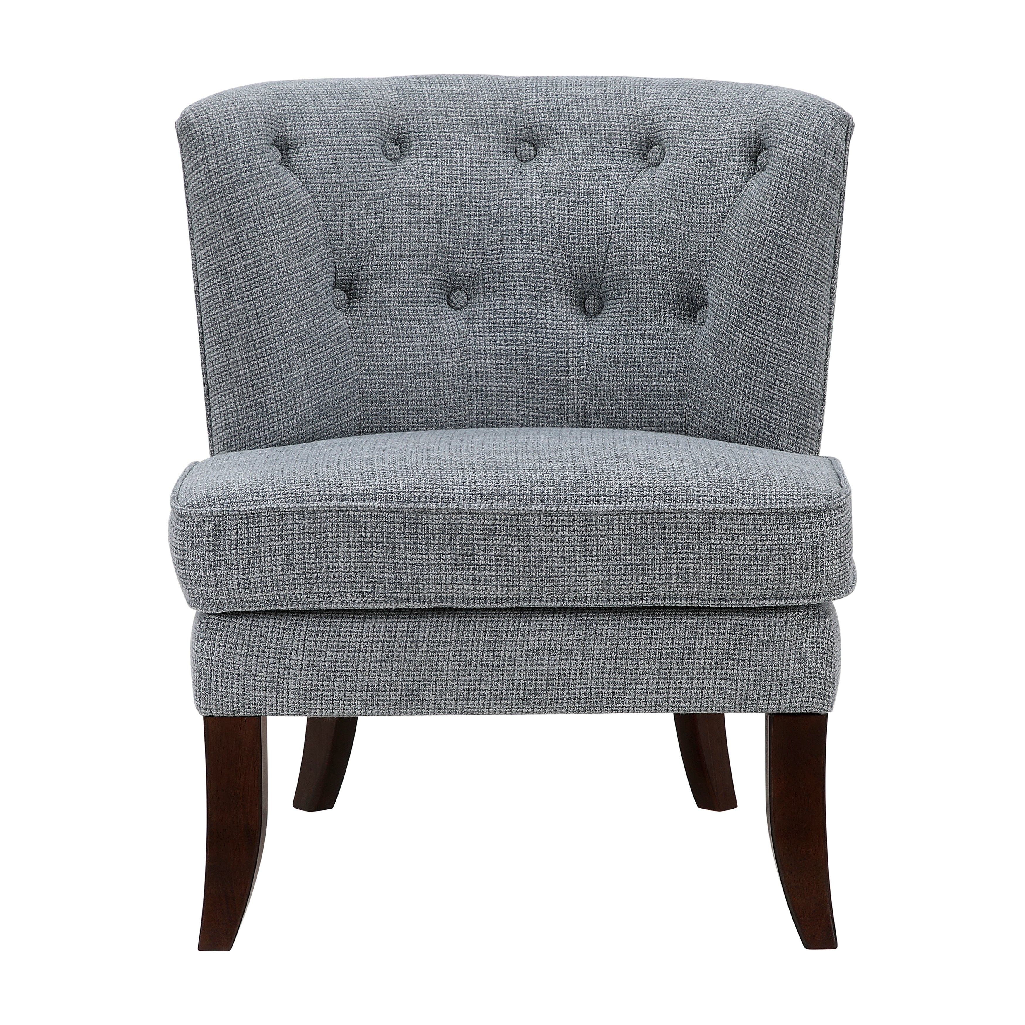 Armless Button Tufted Accent Chair with Solid Wood Legs