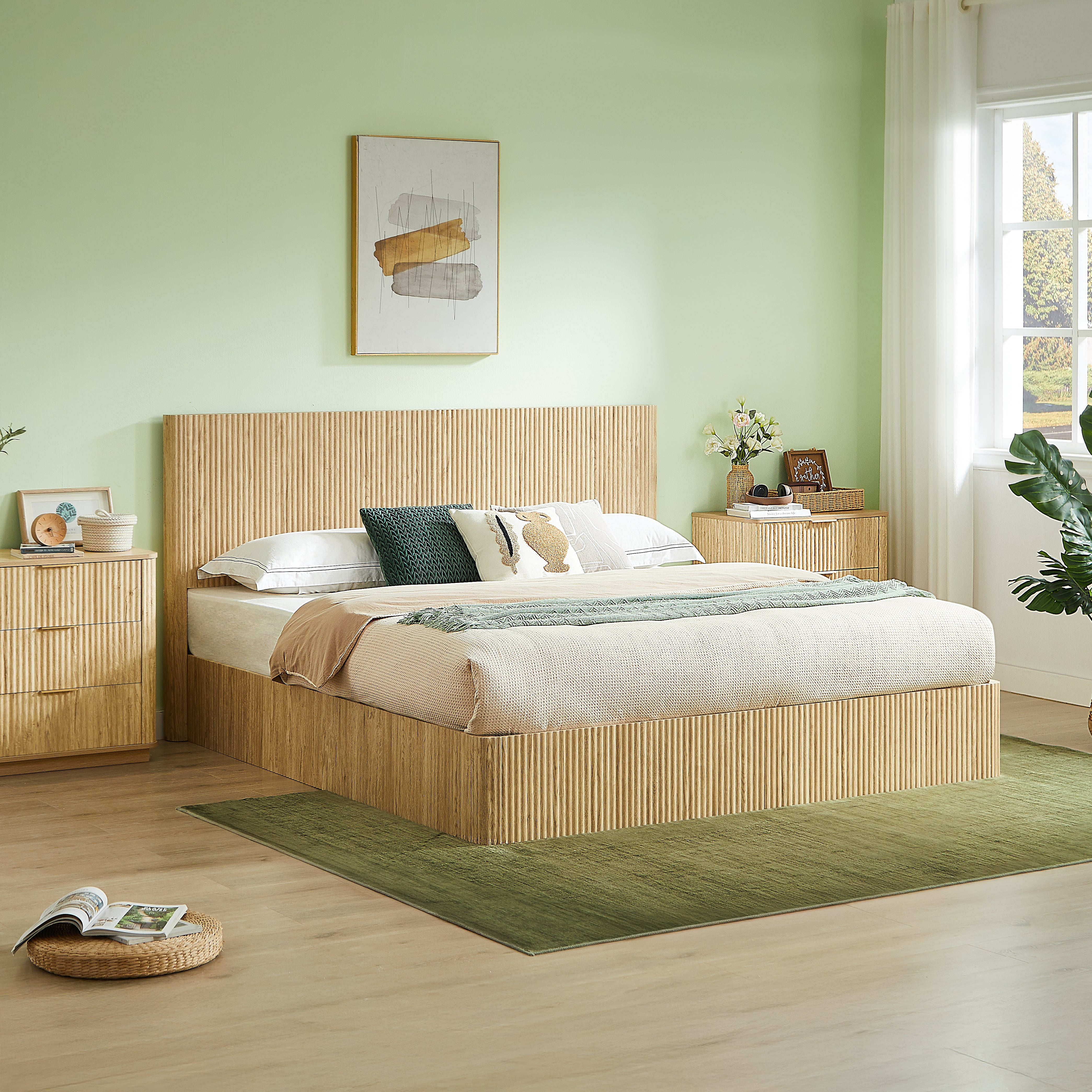 Fluted Lift Up Storage Bed