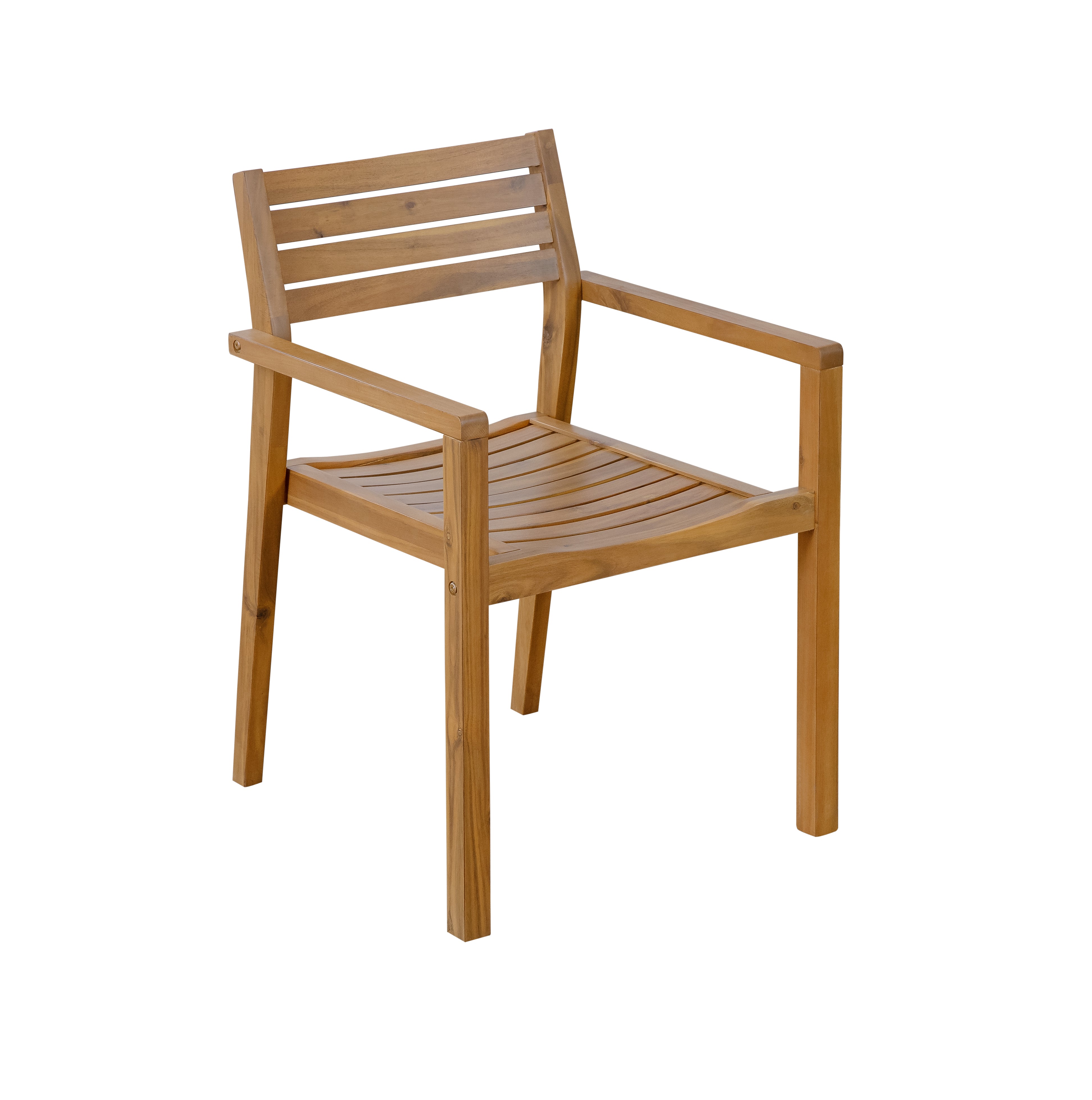 5-Piece Outdoor Dining Set with 4 Acacia Wood Chairs, 47.2" Round Dining Table with Slatted Design