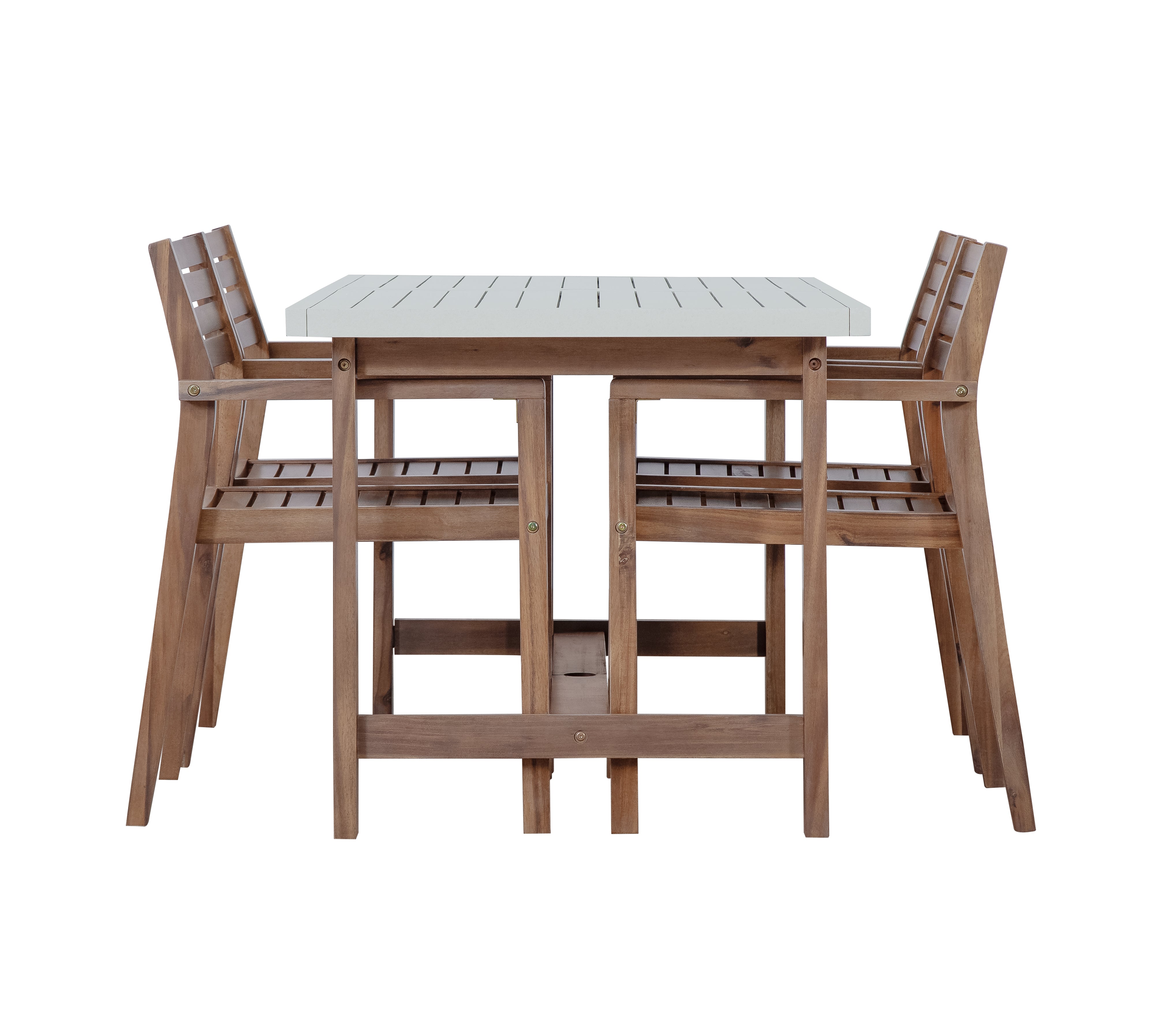 U_STYLE 5-Piece Outdoor Acacia Wood Outdoor Dining Set of 4,59.06-Inch Rectangular Table with Umbrella Hole,Suitable for Patio, Lawn, Garden, Poolside, & Indoor Use