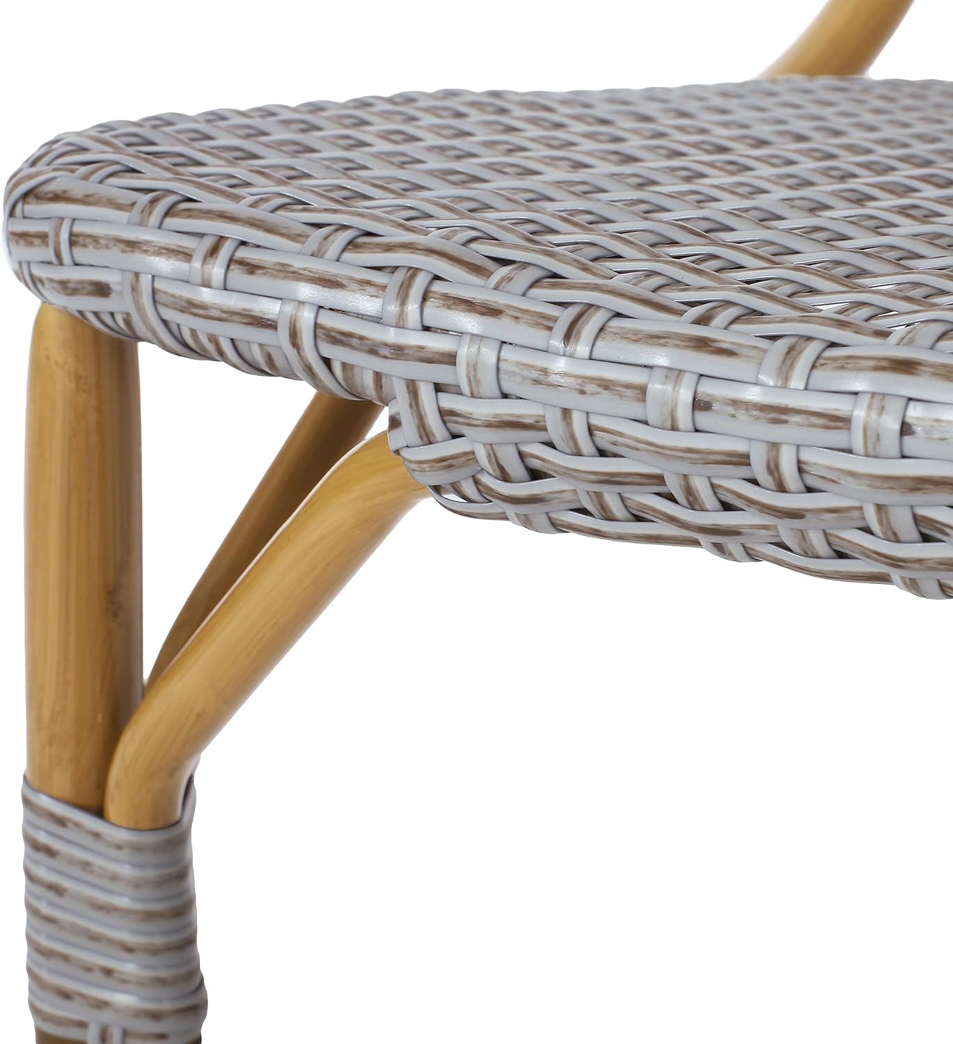 Eternity Bistro Chair with Rattan Back and Aluminum Frame, Set of 2