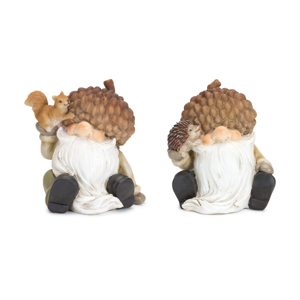 Harvest-Gnome-Figurine-with-Acorn-Hat-and-Woodland-Friends-(set-of-2)-Brown-Fall-Decor
