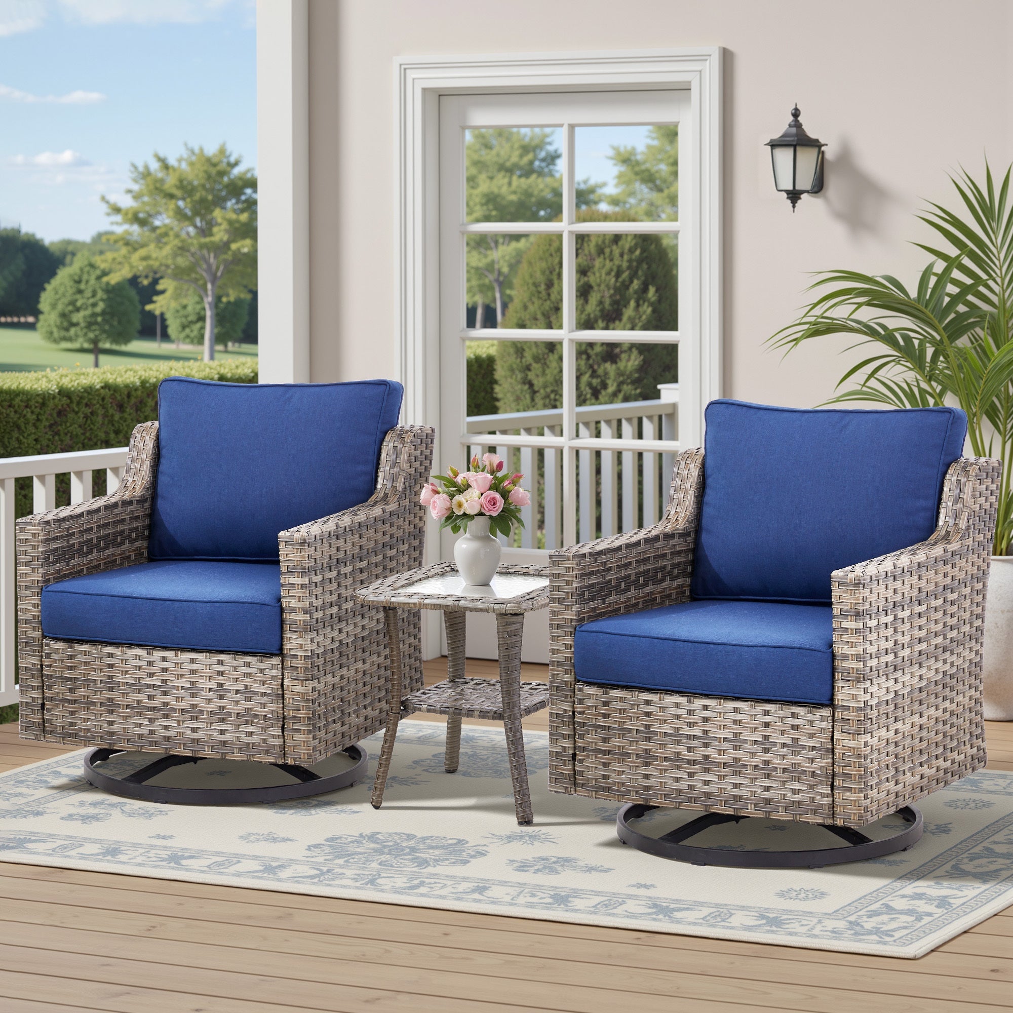 Tatum 3 Piece Outdoor Set with Swivel Rockers