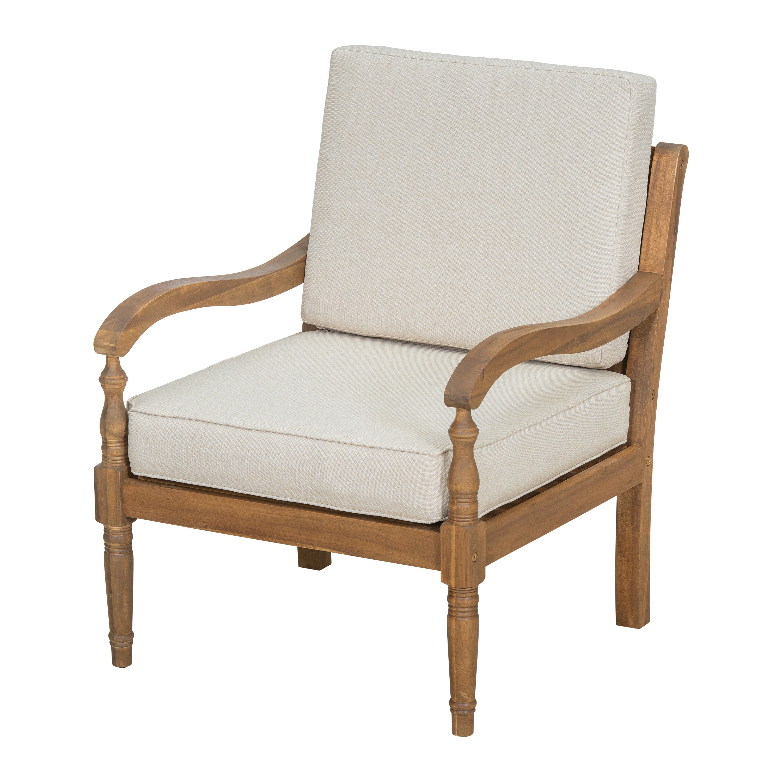 Islewood Acacia Wood Outdoor Patio Club Chair with Cushions