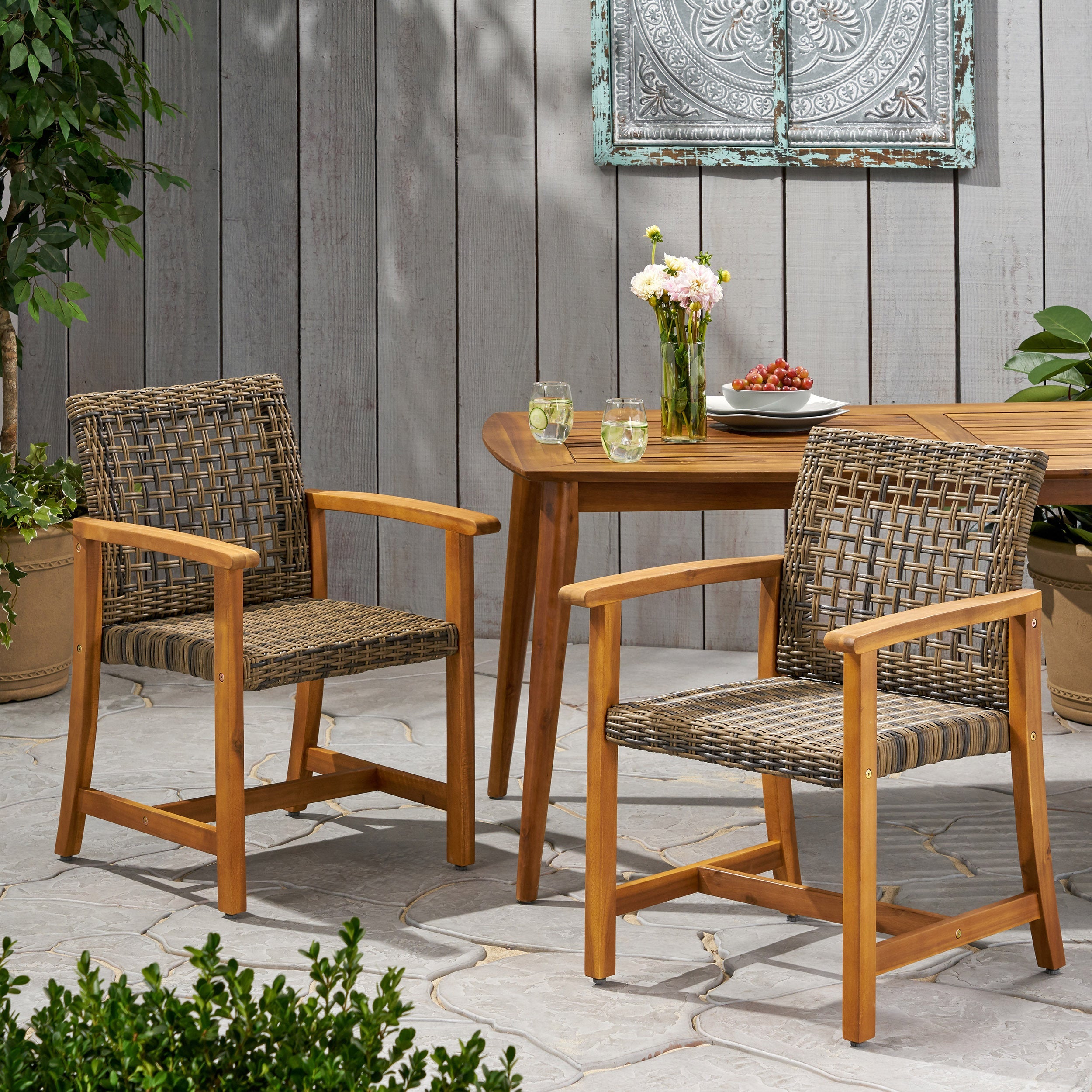 Hampton Outdoor Rattan Dining Chairs, Set of 2