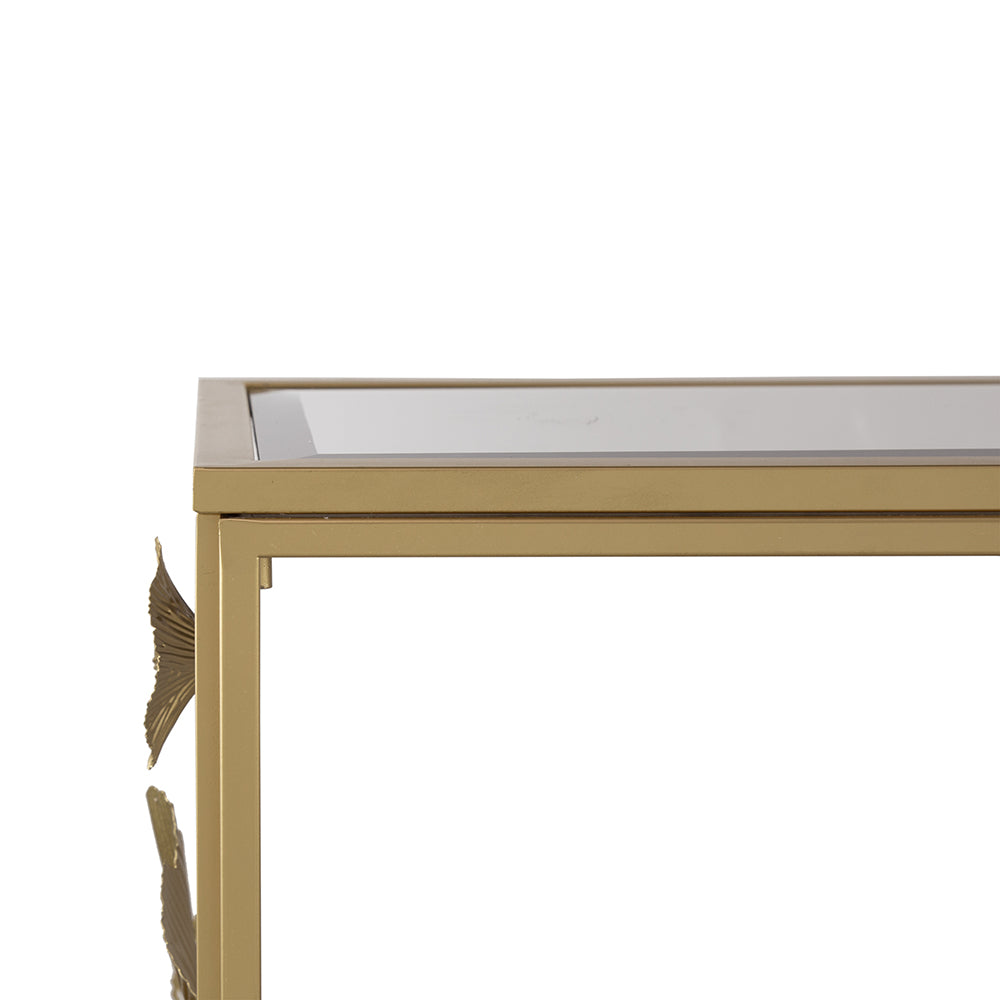 Console Table with Mirrored Glass Top and Floral Design