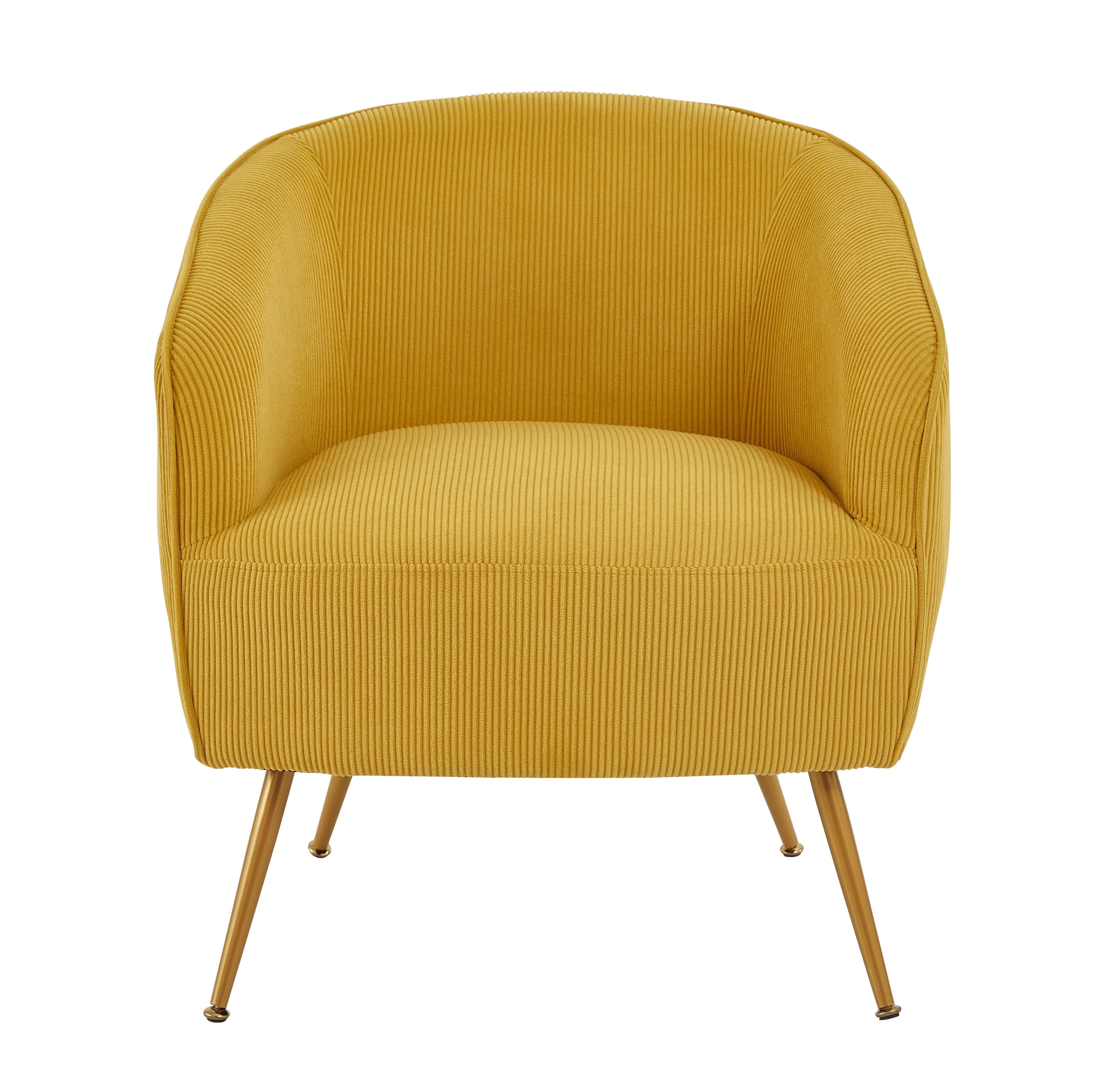 Corduroy Accent Chair with Gold Metal Legs