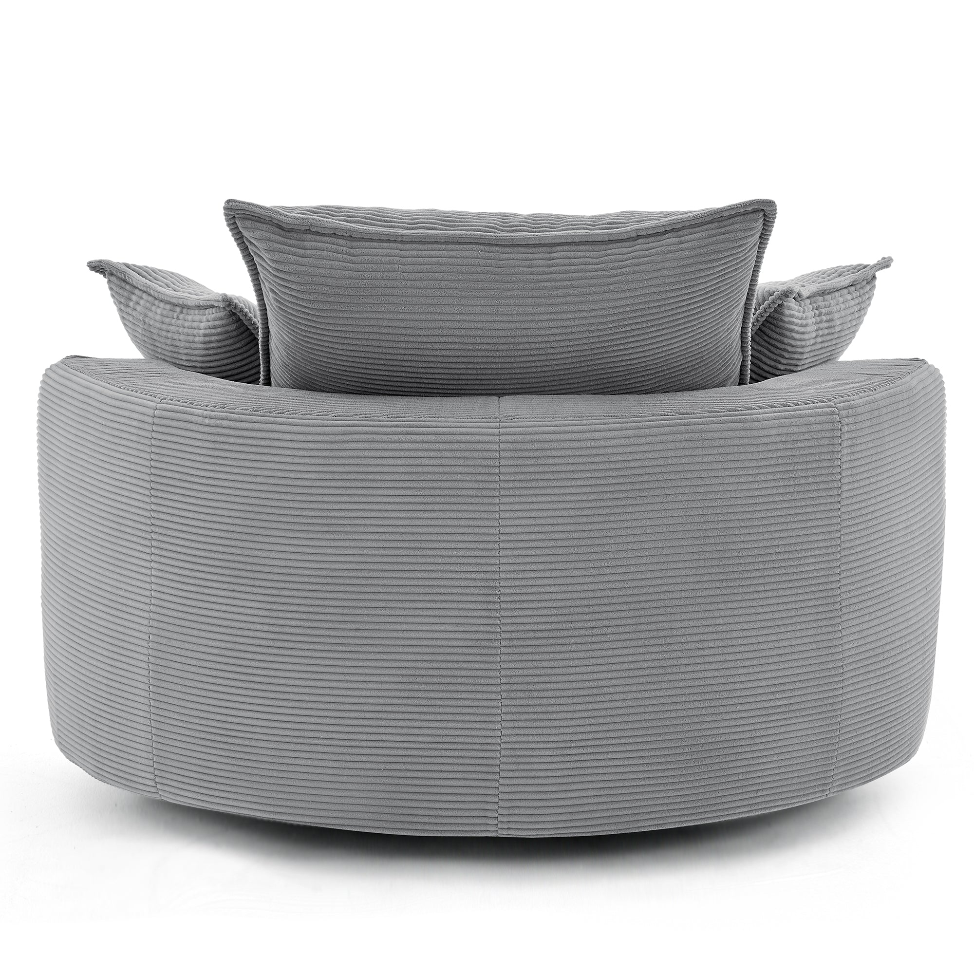 Corduroy 360° Swivel Accent Barrel Chair with 3 Removable Pillows
