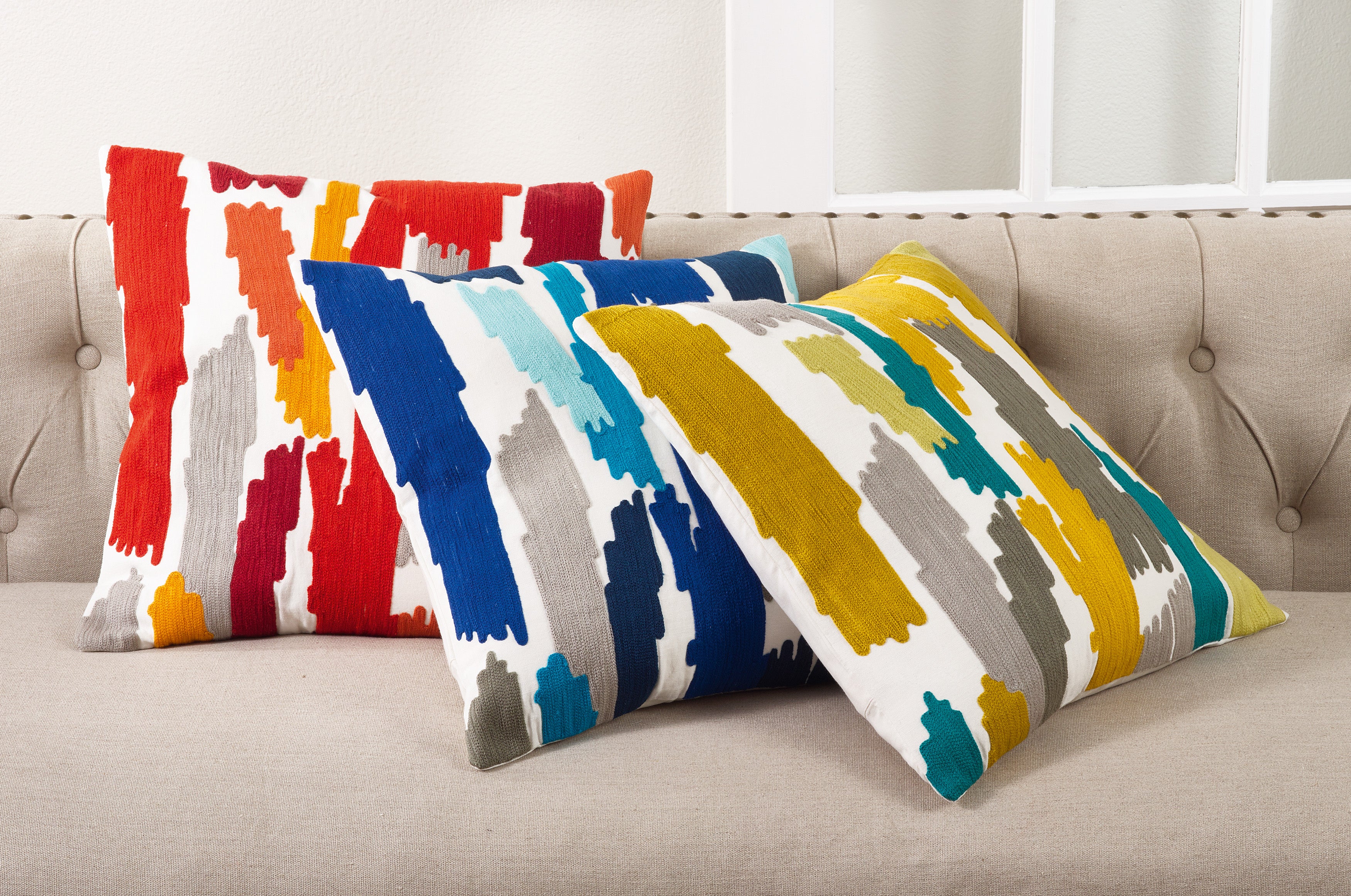 Brushstroke Design Cotton Throw Pillow