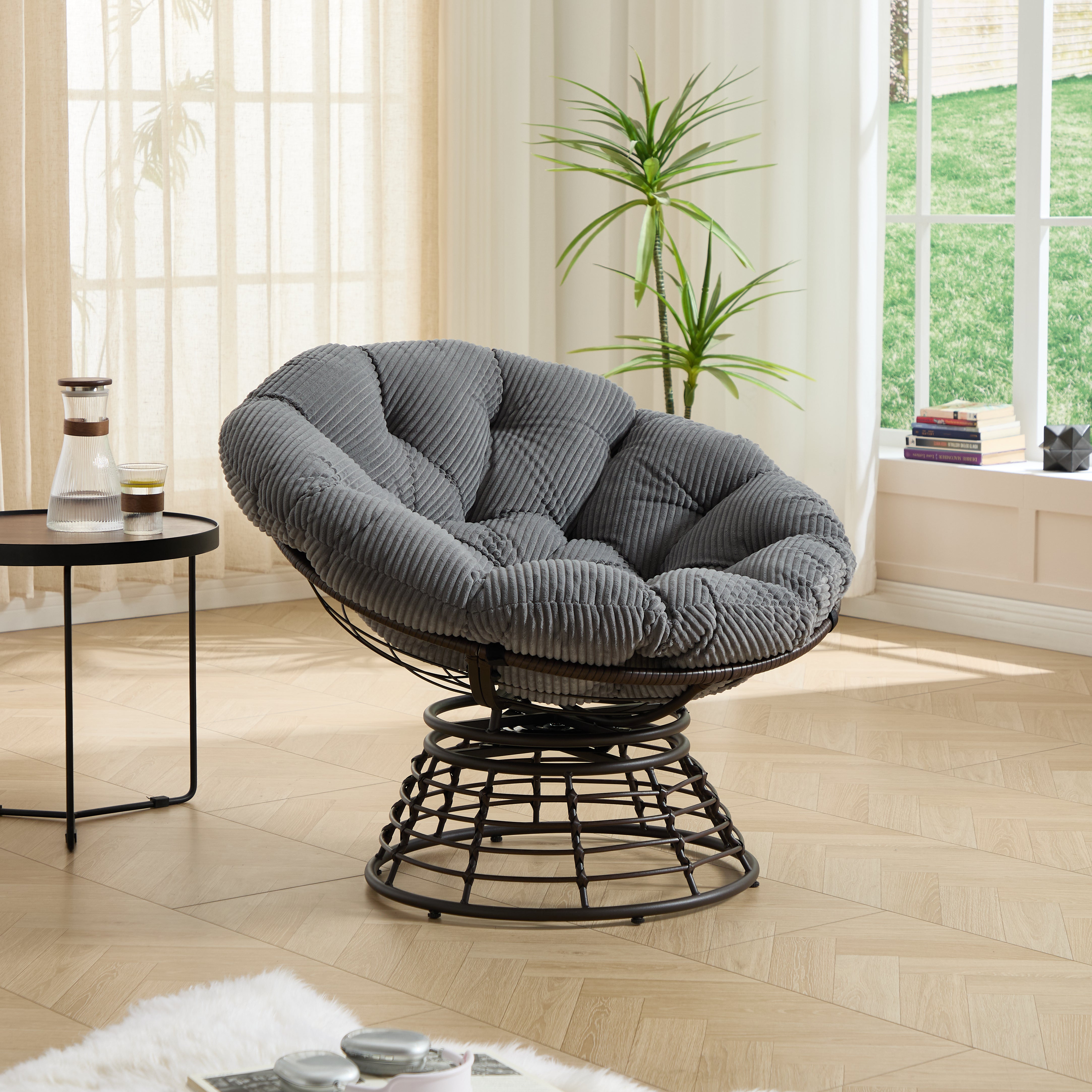 The Original Papasan™ 360° Swivel Indoor Outdoor Wicker Papasan Chair with Soft Thick Cushion