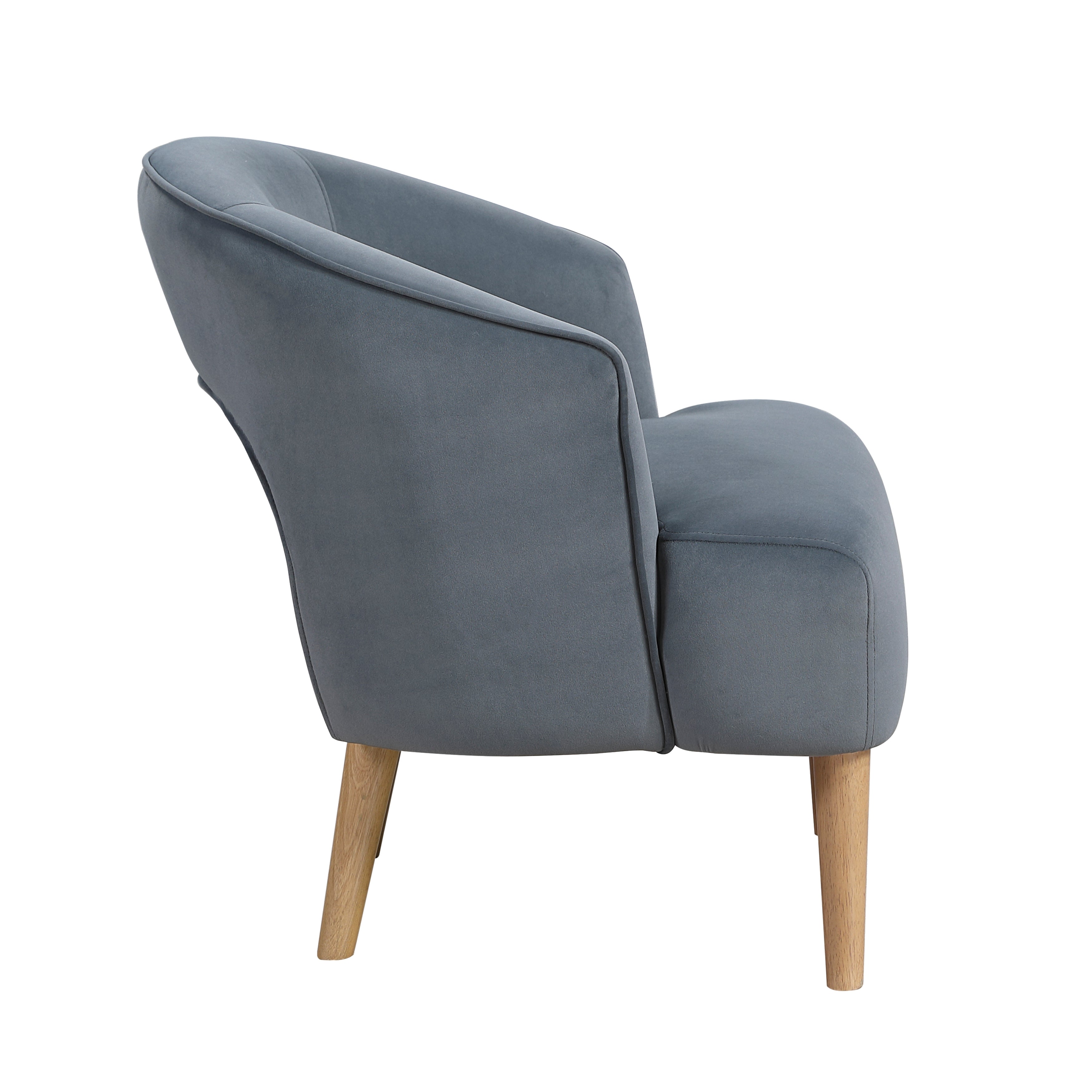 Modern Plush Velvet Open Back Barrel Accent Chair