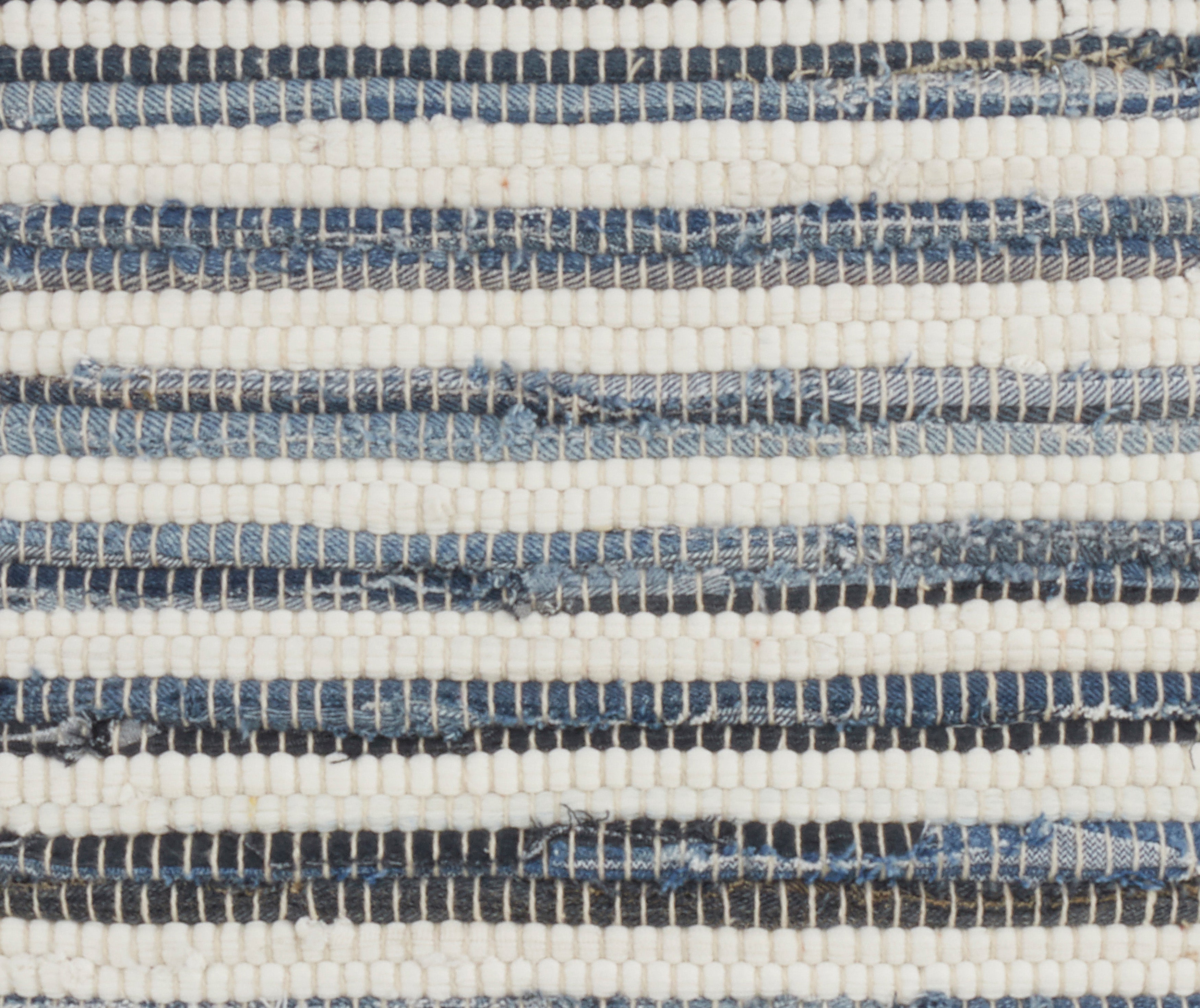 Striped Denim Chindi Poly Filled Throw Pillow