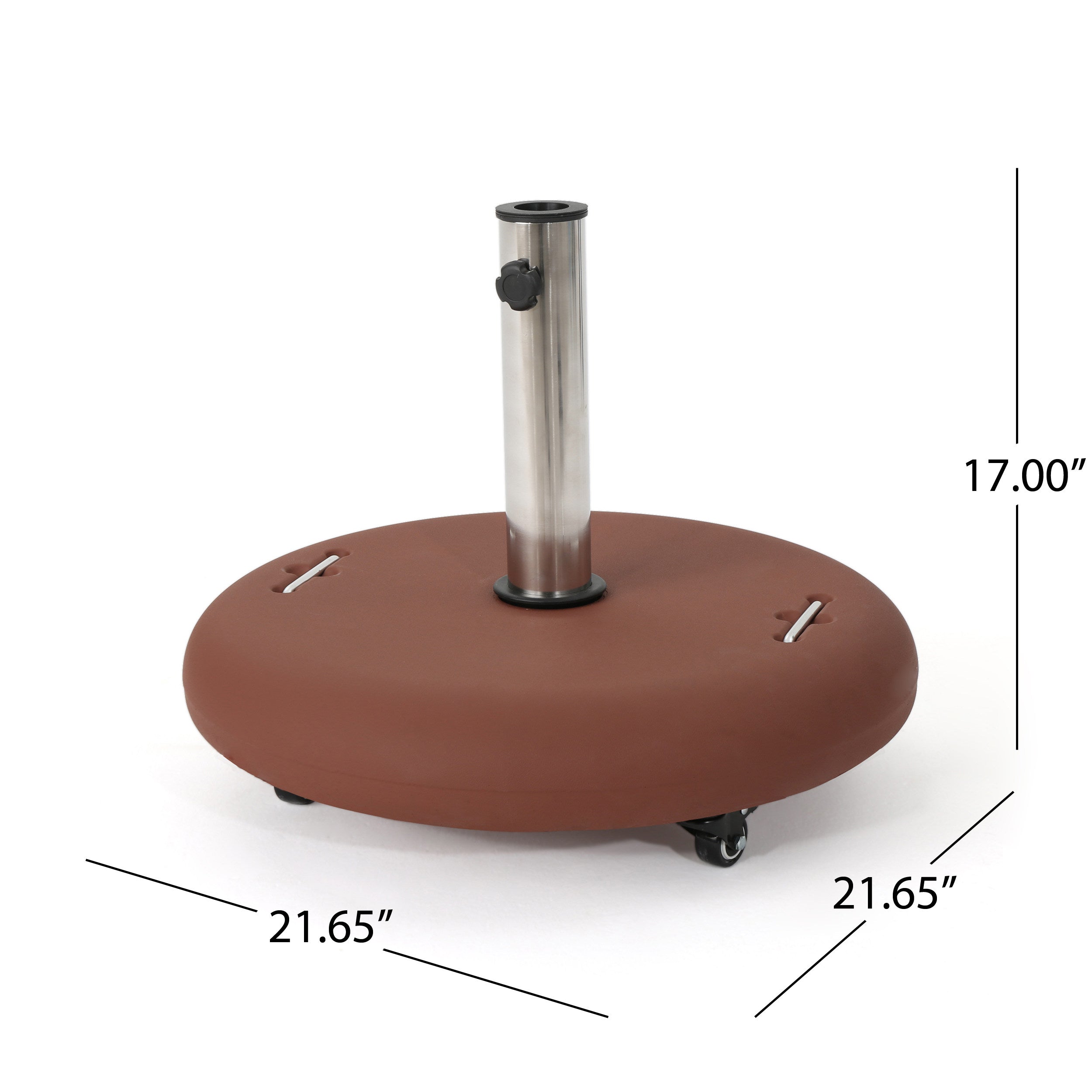 Prehnite Outdoor Round Umbrella Base with Casters and Stainless Steel Holder