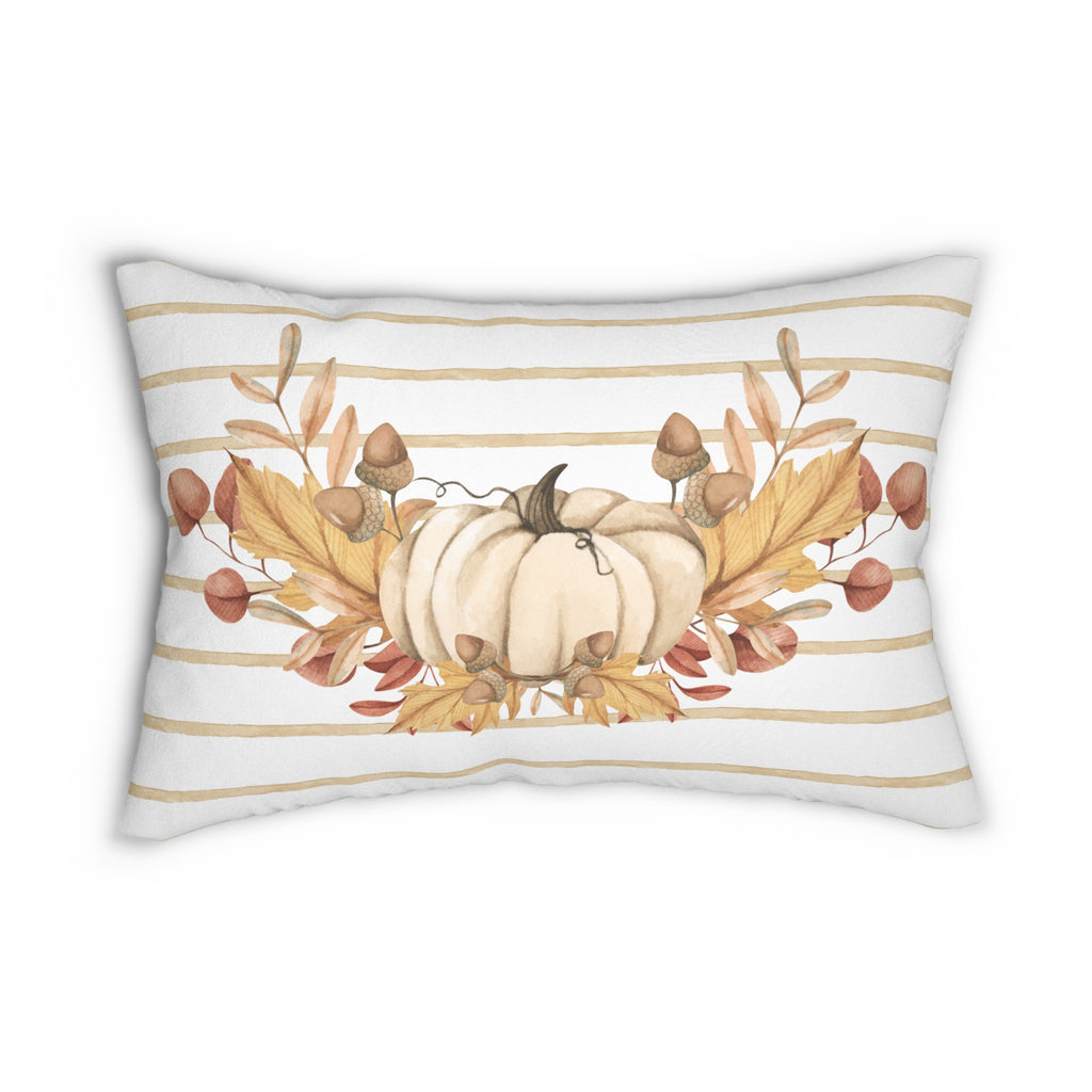 Pumpkins and Cream Striped Lumbar Throw Pillow