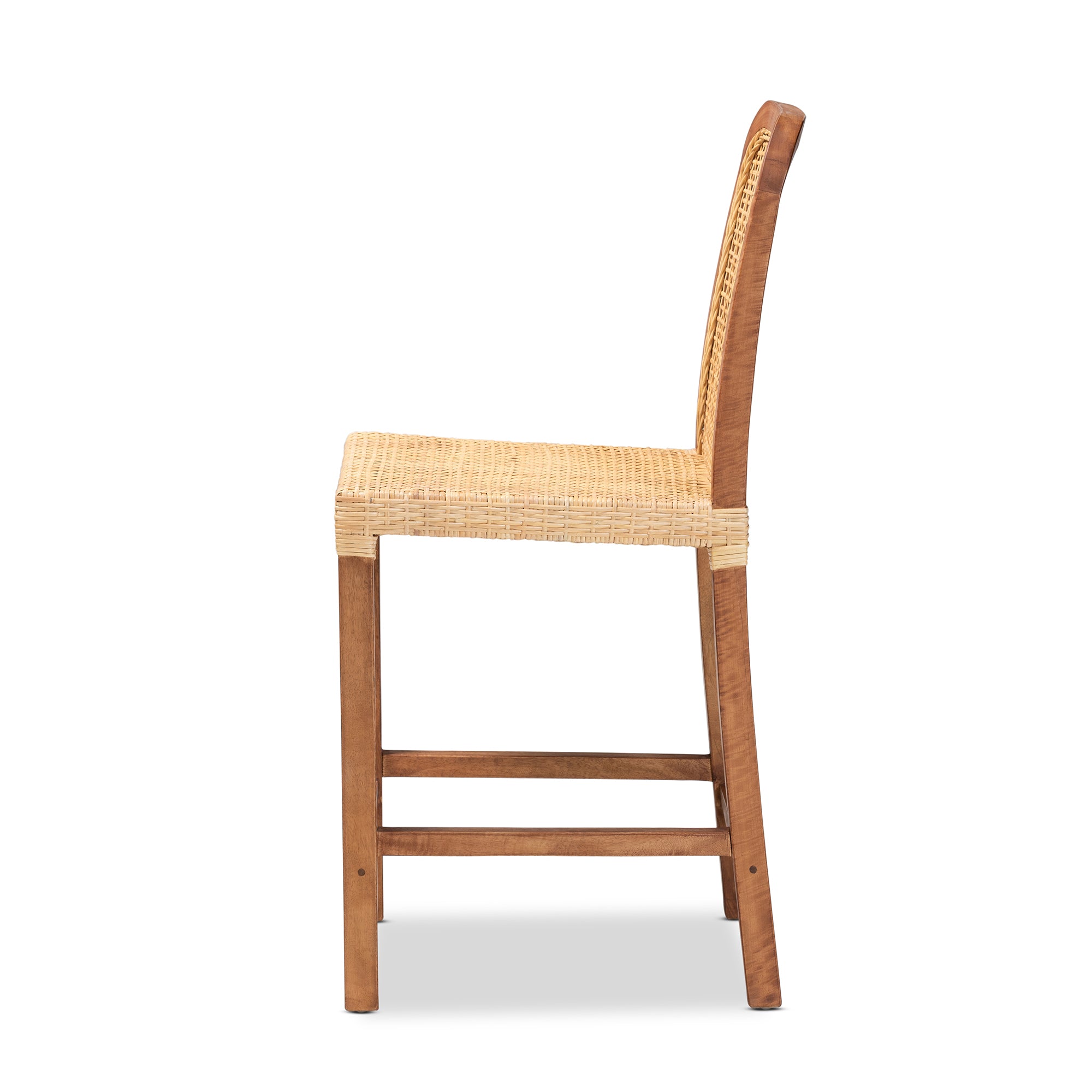 Kerri Mahognay Wood and Rattan Counter Stool