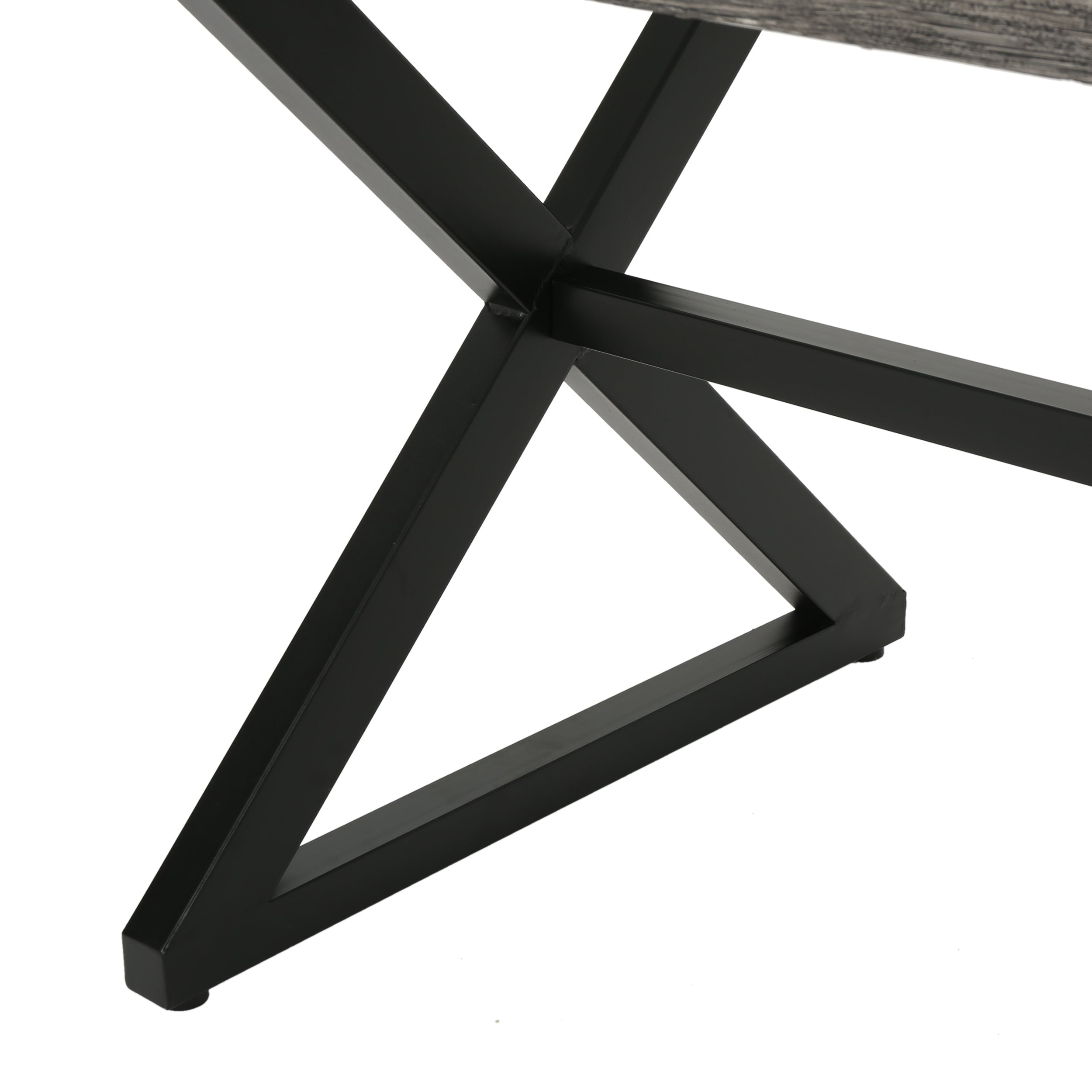 Rolando Outdoor Aluminum Dining Table with Steel Frame, Grey / Black