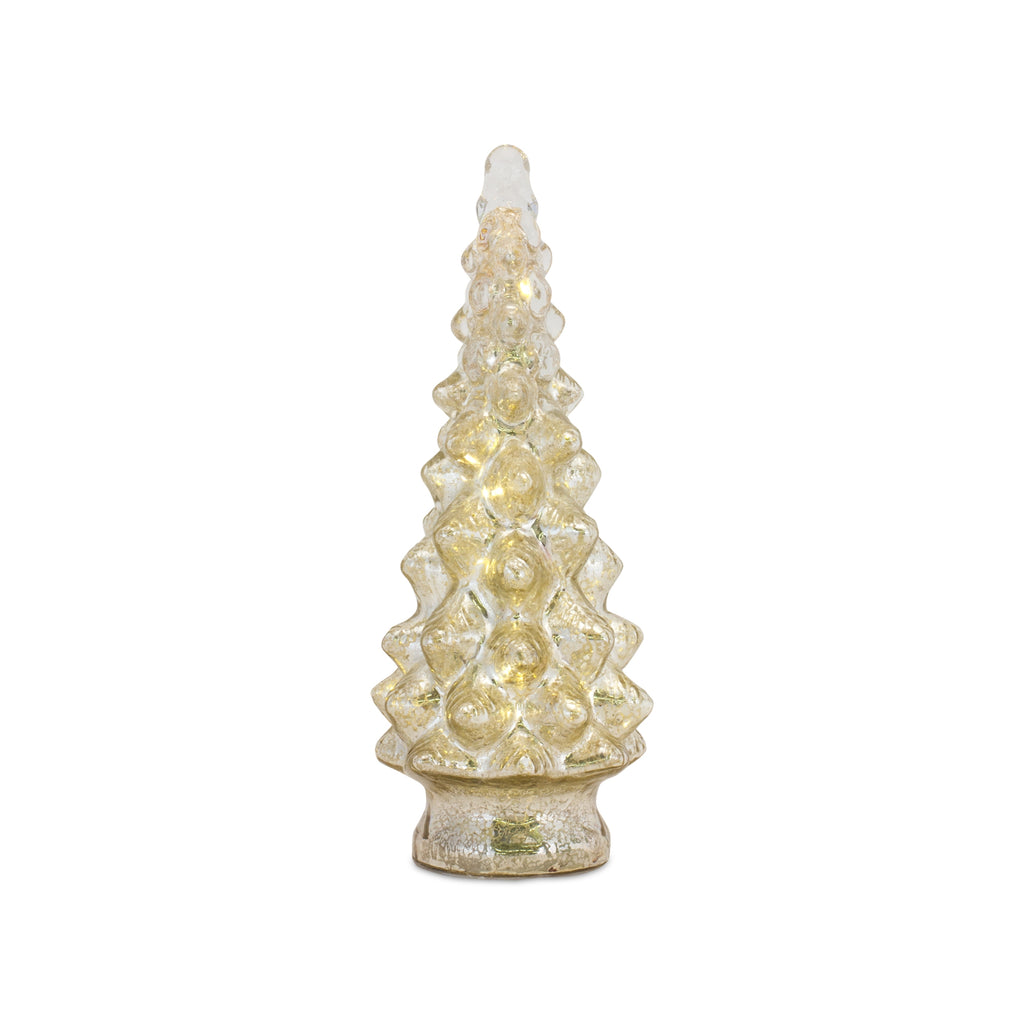 LED Lighted Mercury Glass Holiday Tree Décor, Set of 3