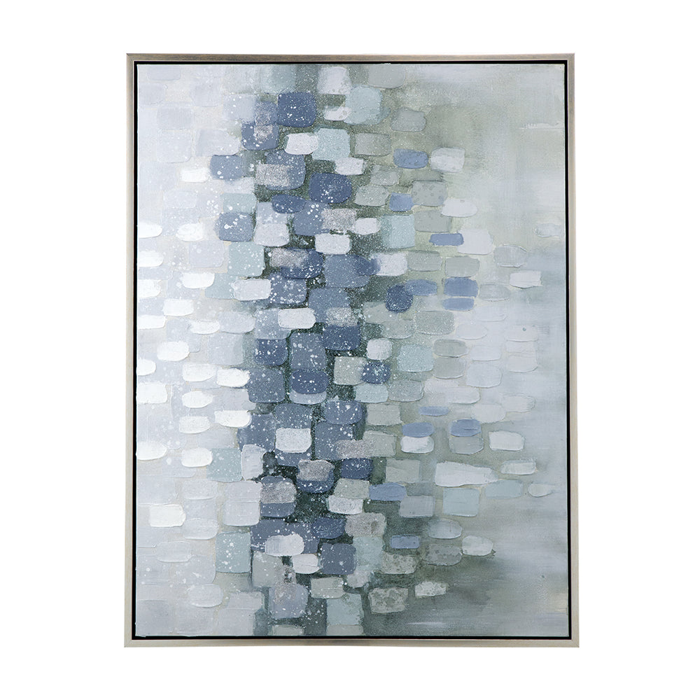 Landscape Gray and Silver Oil Painting in Frame