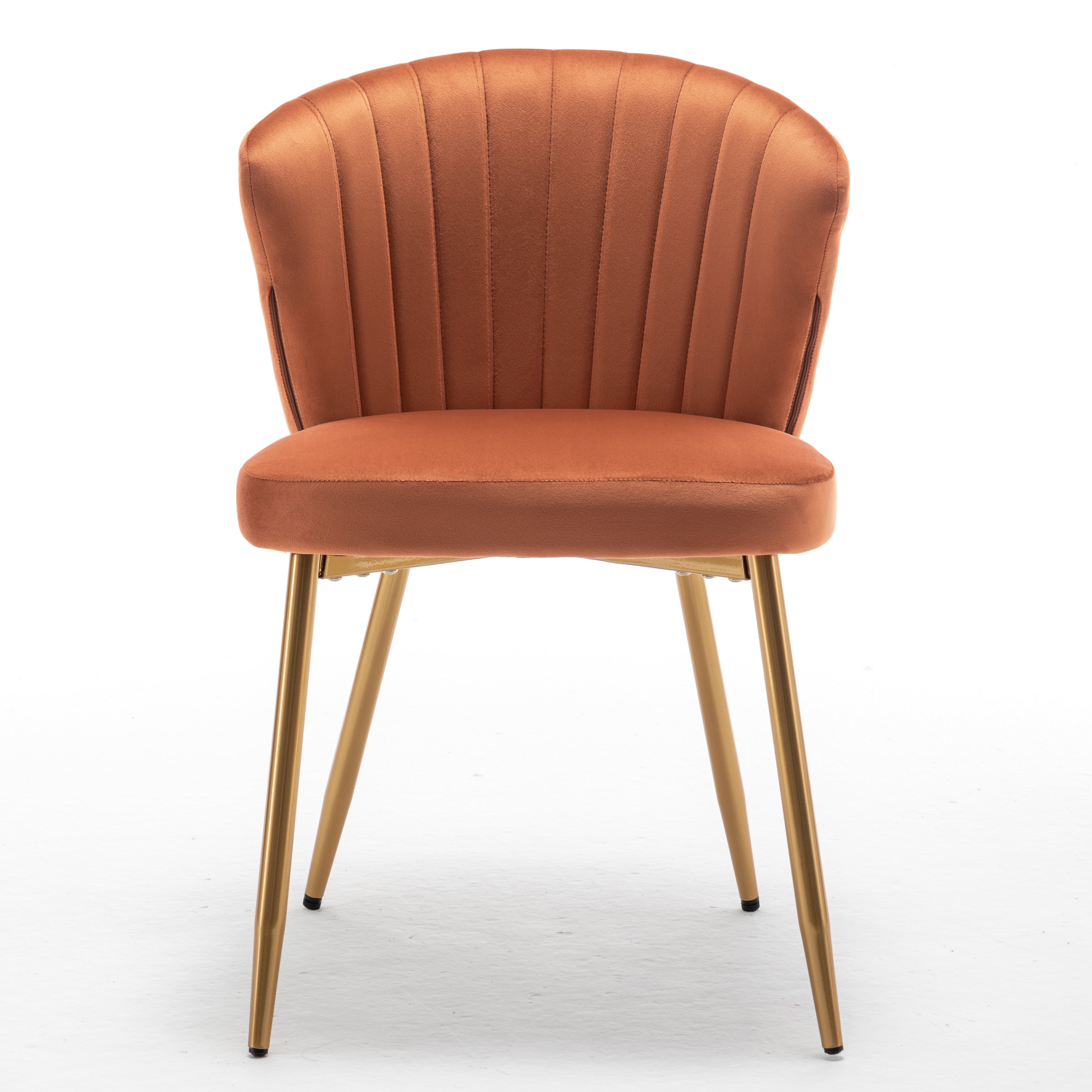 Modern Velvet Armless Accent Chair, Channel Tufted Dining Chair with Gold Metal Legs, Upholstered Side Chair for Living Room Bedroom Small Spaces
