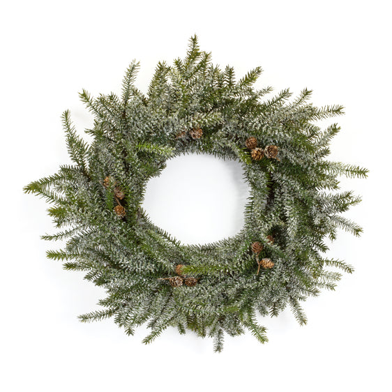 Pine Wreath w/ice 22.5" - Red