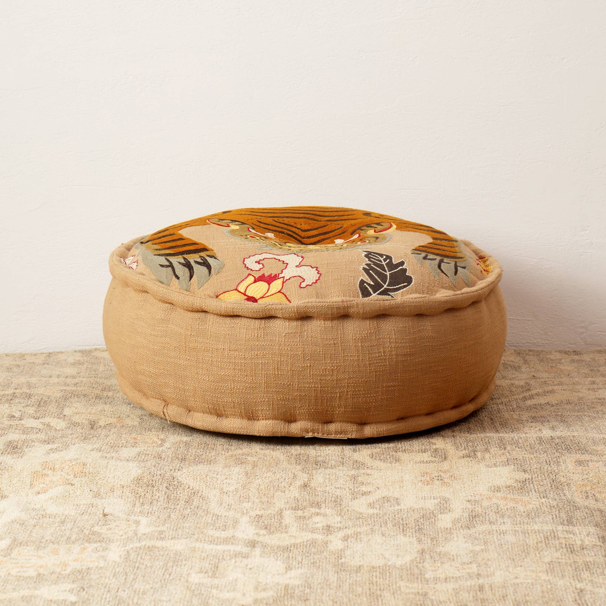 Embroidered Multicolor Pouf/Ottoman