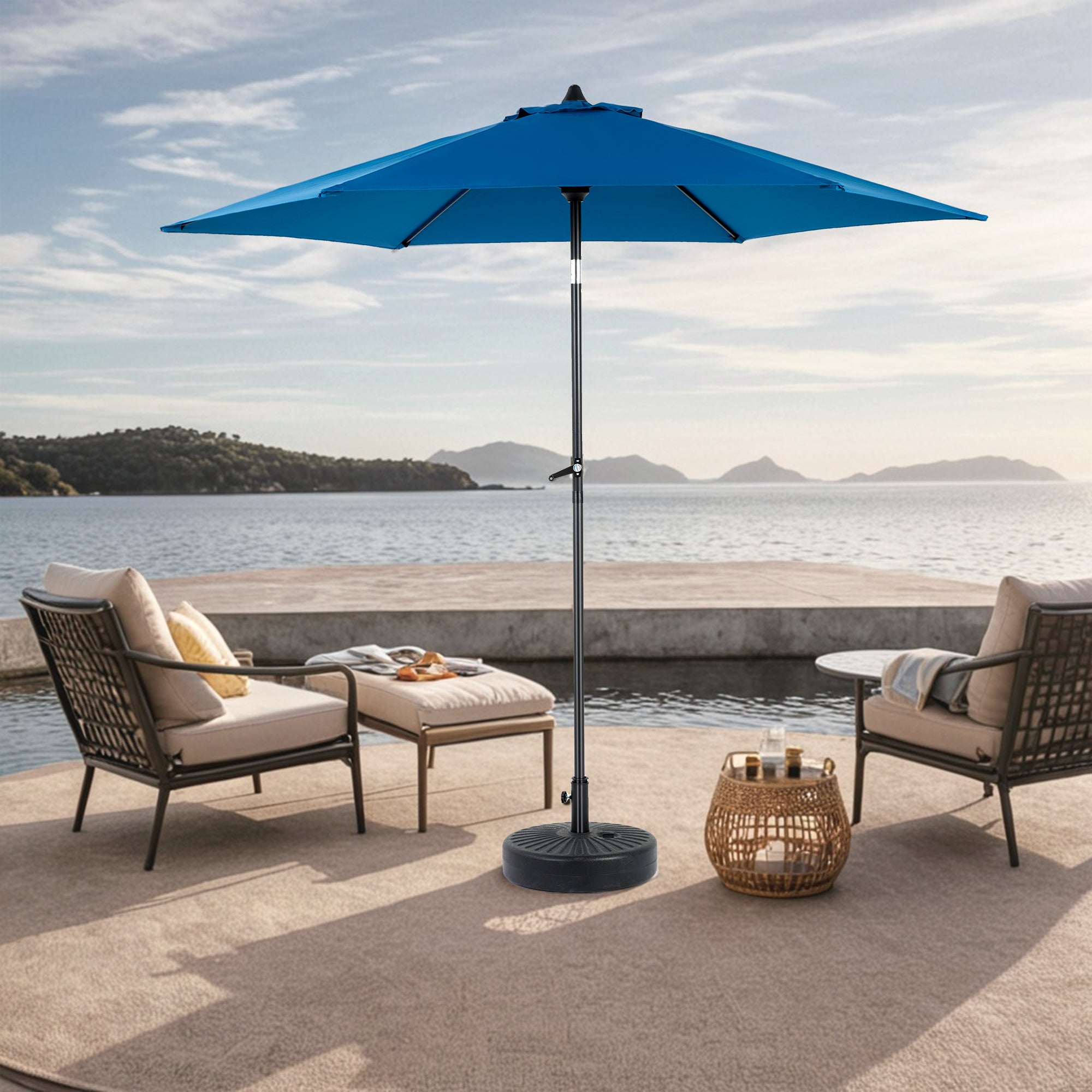 9' Outdoor Patio Umbrella Outdoor Table Umbrella with Push Button Tilt and Crank, Base Not Included