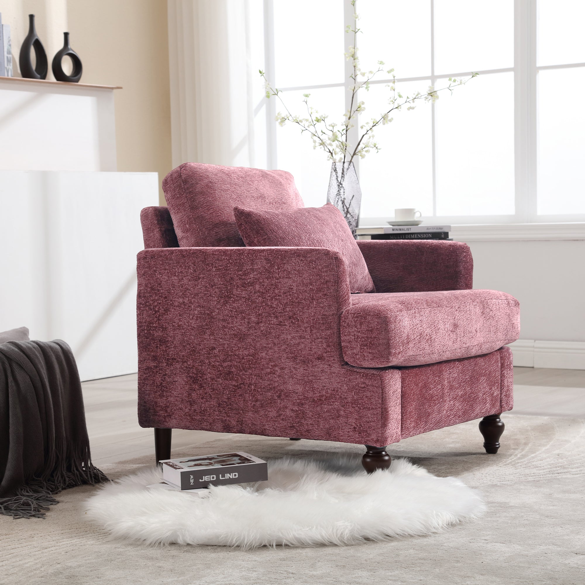 Chenille Tufted Upholstered Club Accent Chair