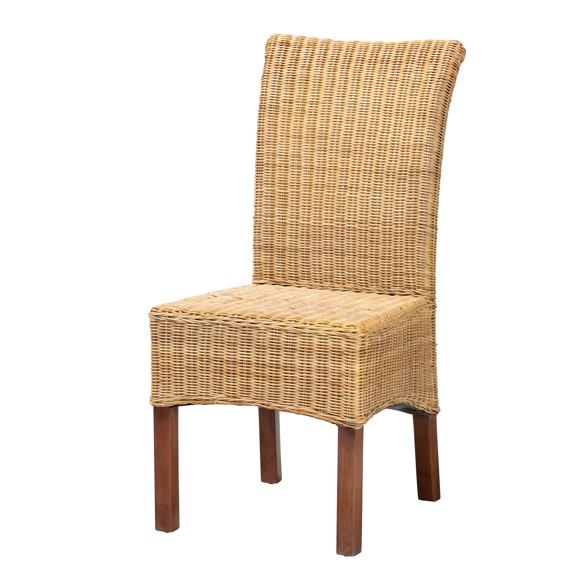 Therese Rattan and Mahogany Wood Dining Chair