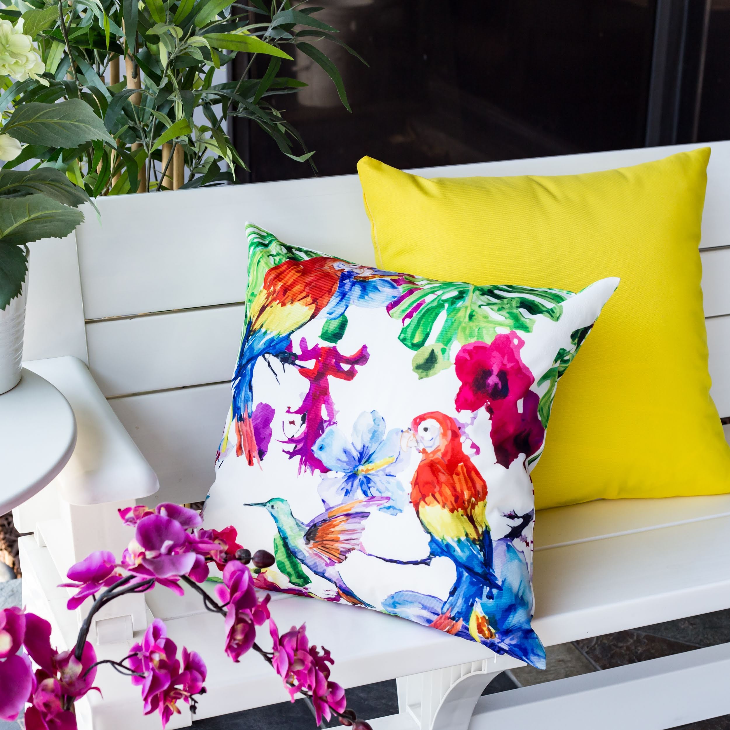 Tropical Parrot Outdoor Pillow