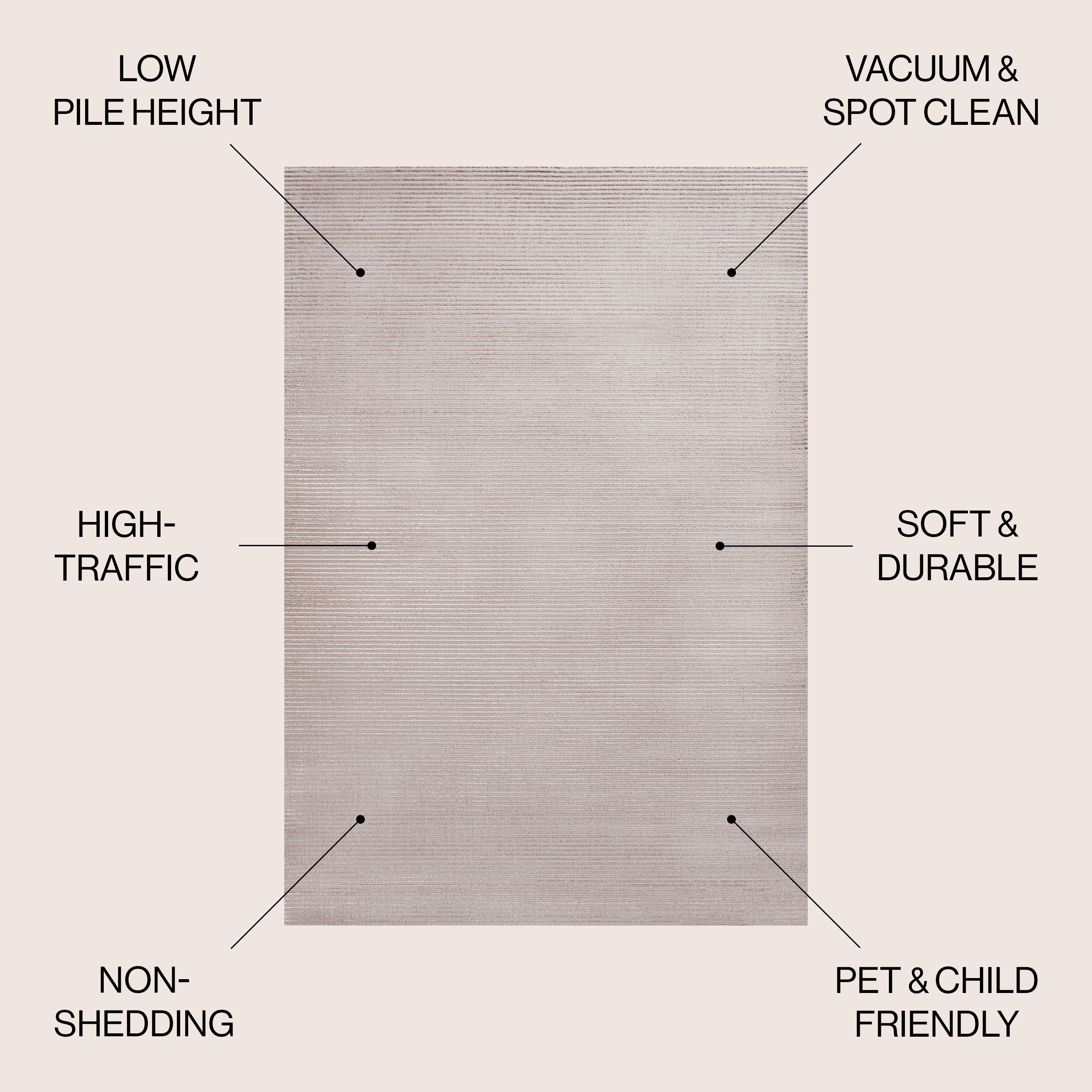 Cole Modern Minimalist Pinstripe High-Low Area Rug