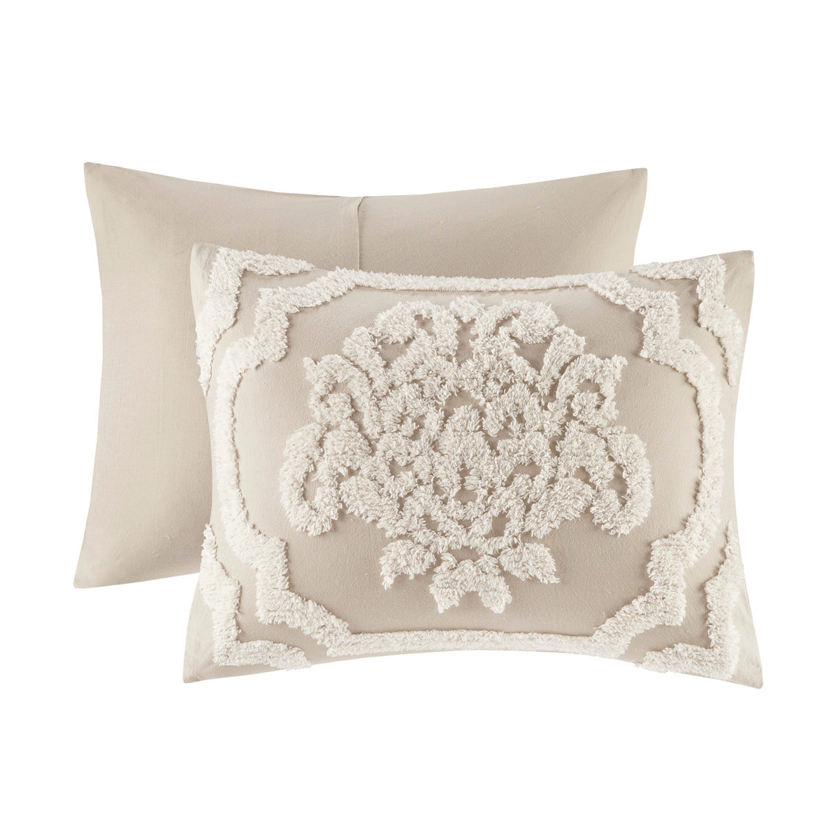 Viola 3-Piece Tufted Cotton Chenille Damask Comforter Set