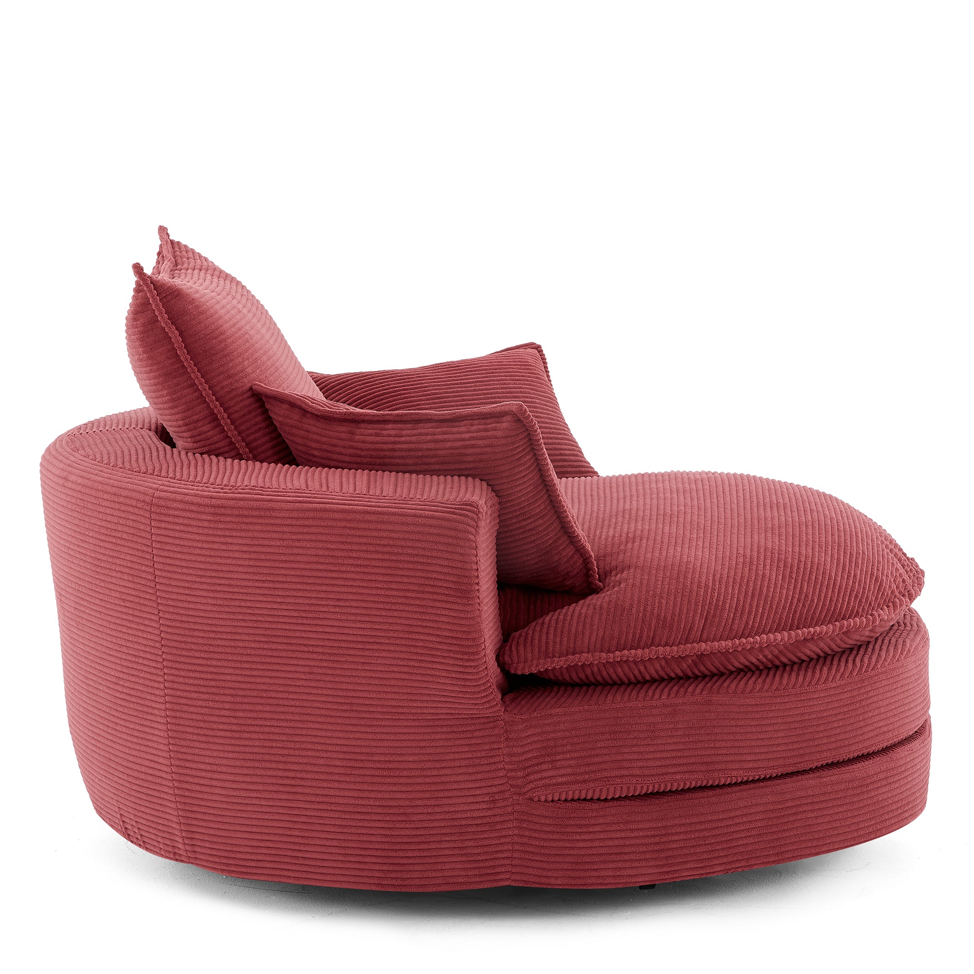 Corduroy 360° Swivel Accent Barrel Chair with 3 Removable Pillows