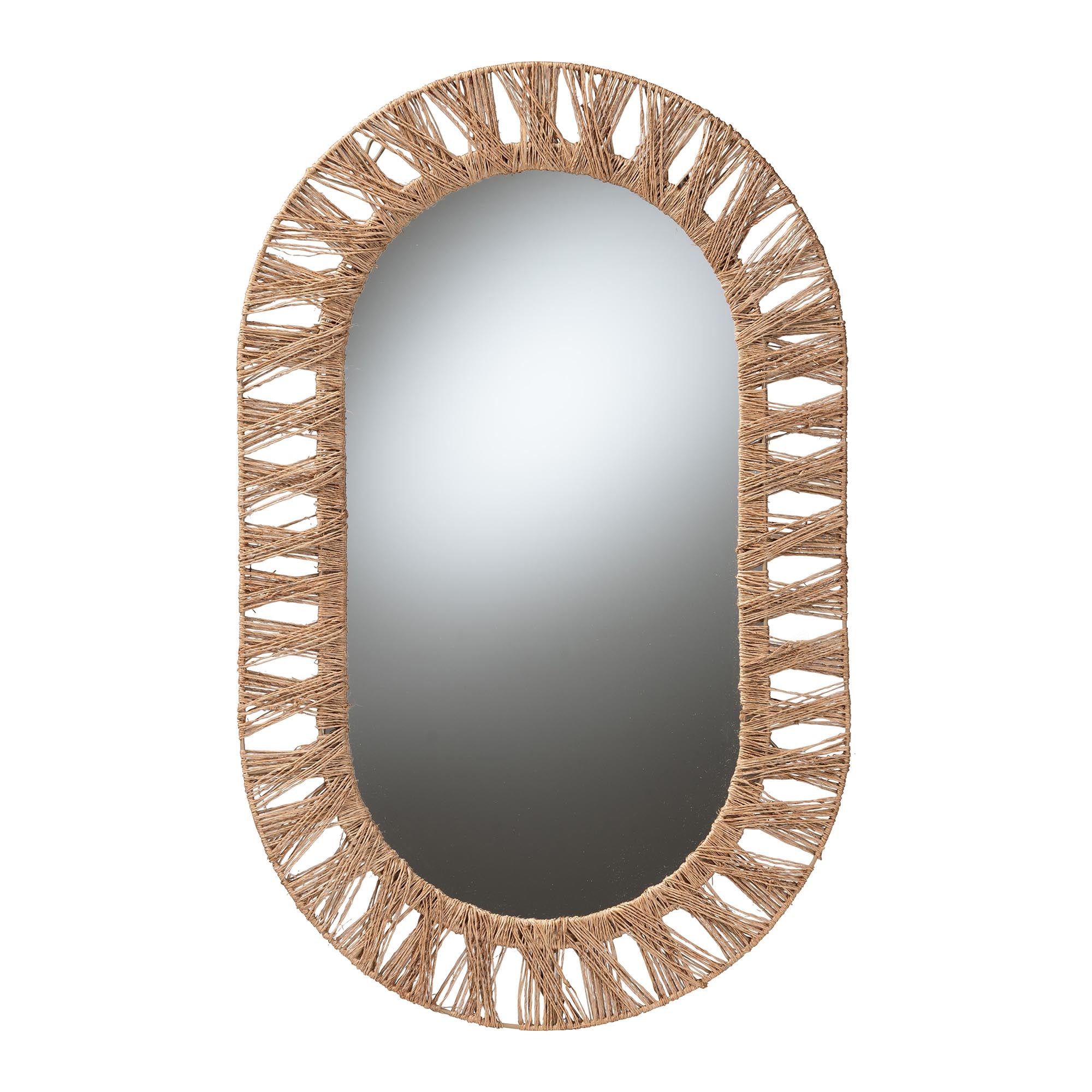 Naomi Metal and Seagrass Accent Wall Mirror