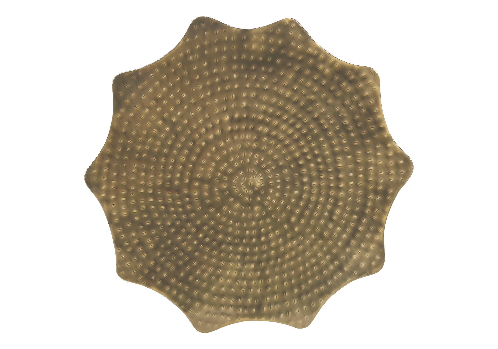 Artifact End Table with Scalloped Design and Hammered Texture