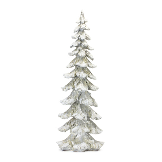 Flocked Snowy Silver Holiday Tree Décor 26"