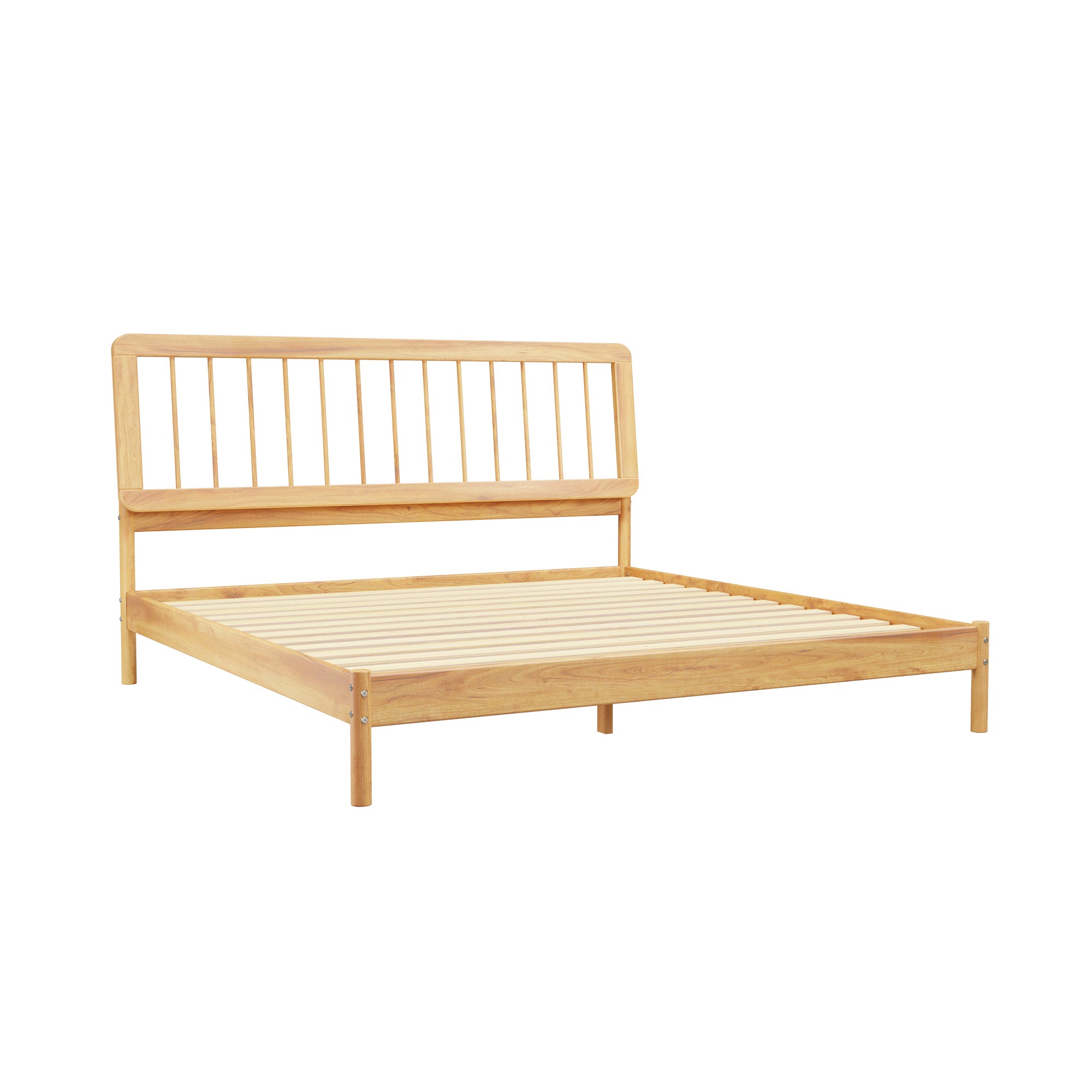 Illusive Solid Wood Spindle Bed with Slat Back