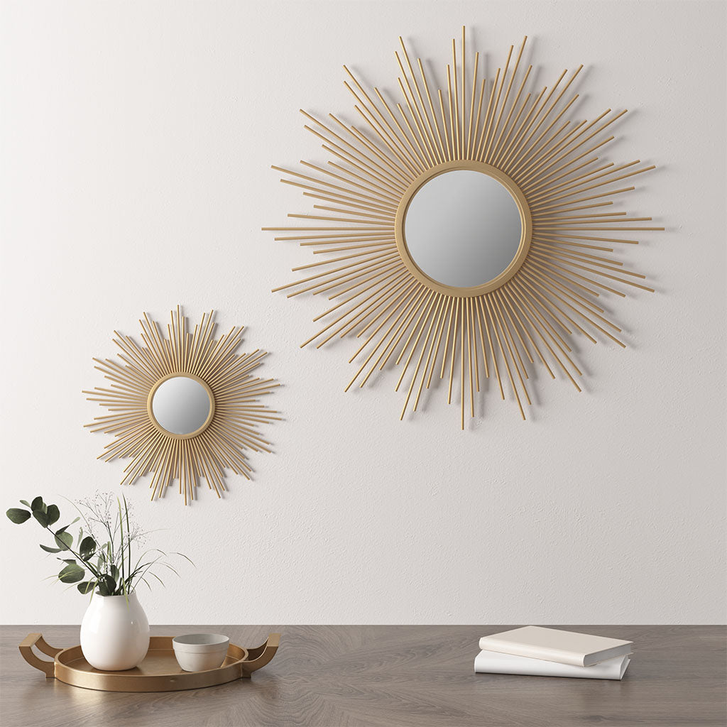 29.5" Sunburst Wall Decor Mirror with Metal Frame