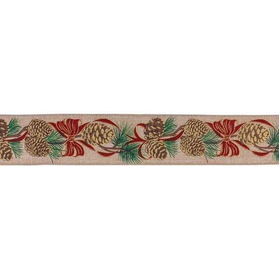2.5" Pinecone Bow Polyester Ribbon, Set of 2