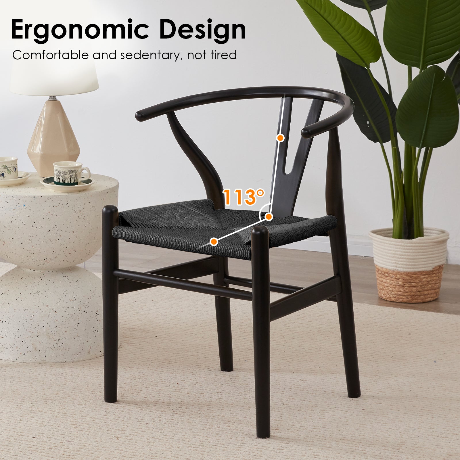 Wishbone Dining Chairs with Woven Seat, Set of 2
