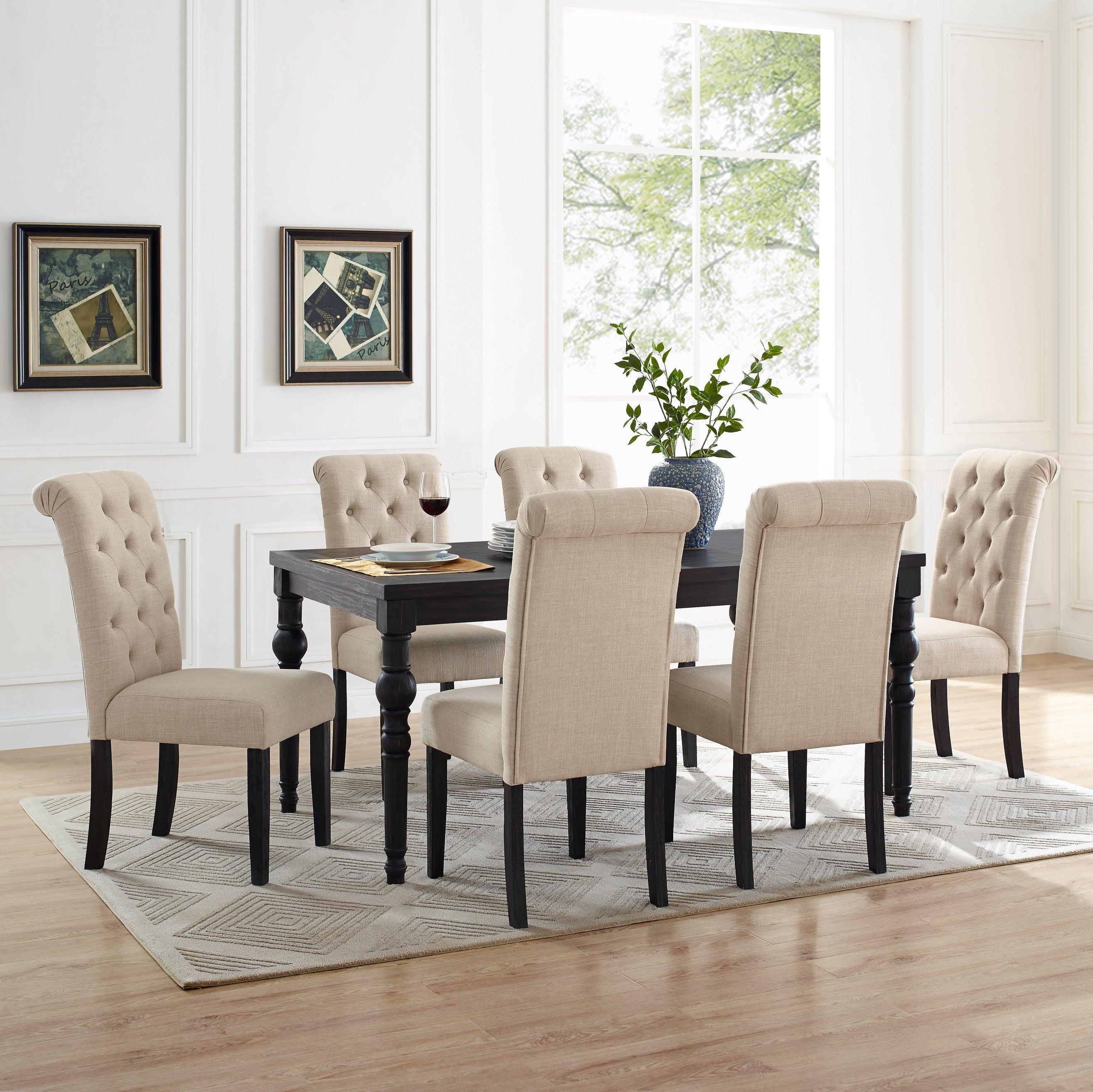 Levi Turned-Leg Dining Set with Table and 6 Chairs