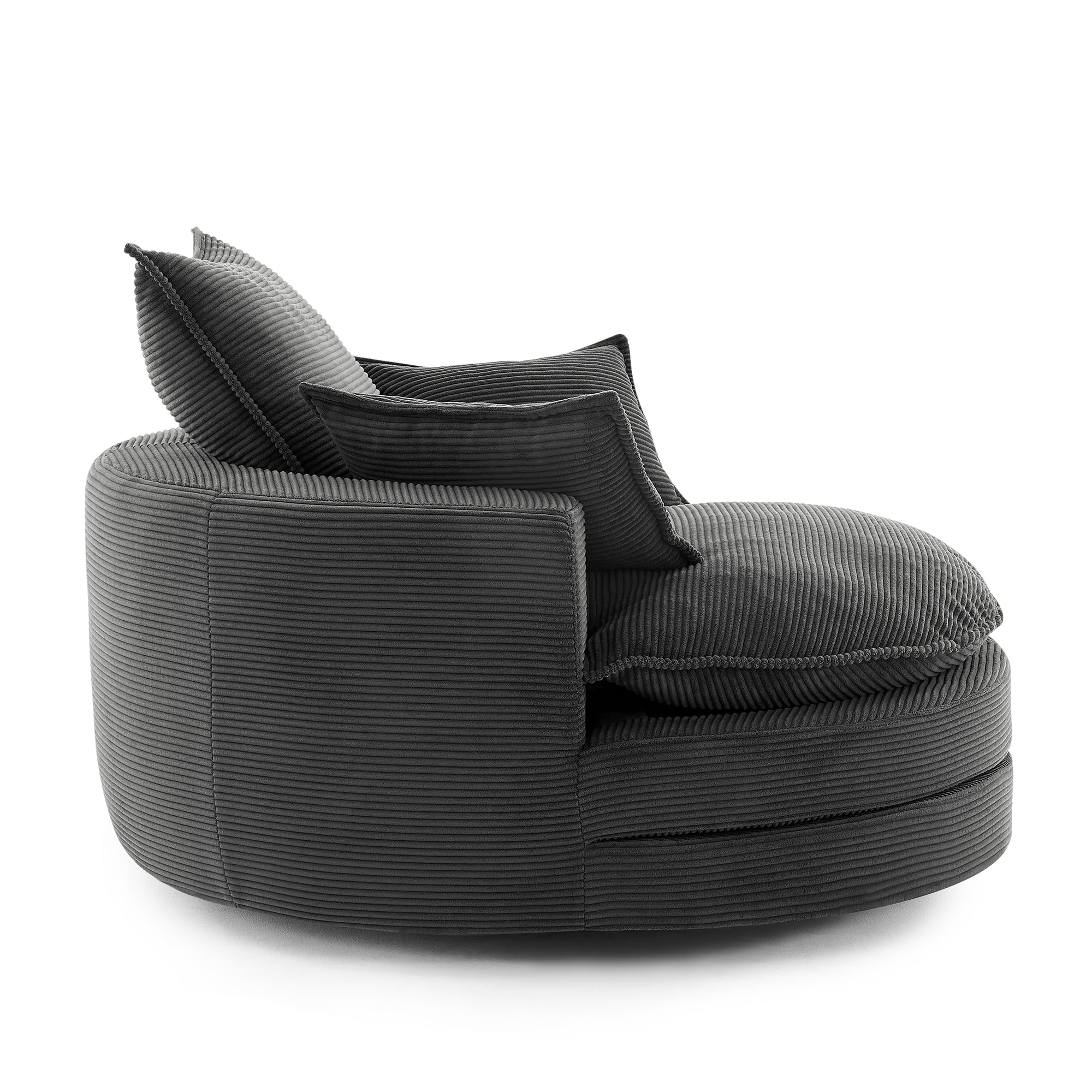 Corduroy 360° Swivel Accent Barrel Chair with 3 Removable Pillows