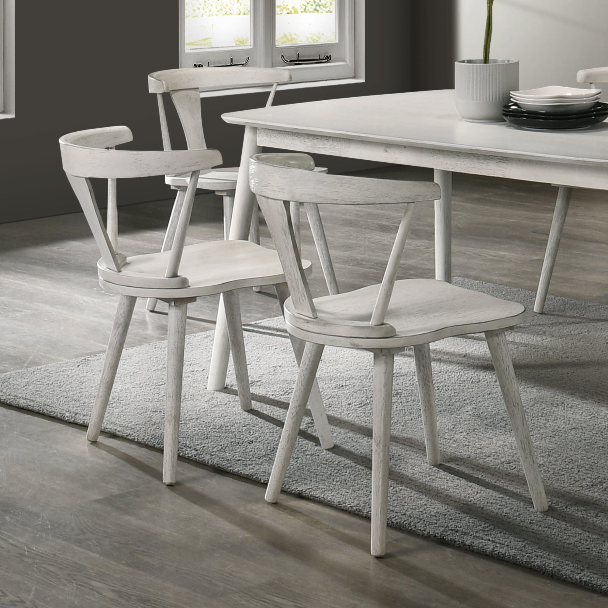 Modern Farmhouse Wood Dining Chairs, Set of 2