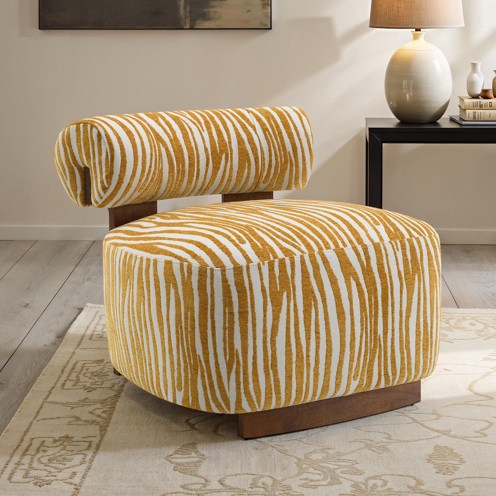 Avril Modern Zebra Stripe Accent Chair