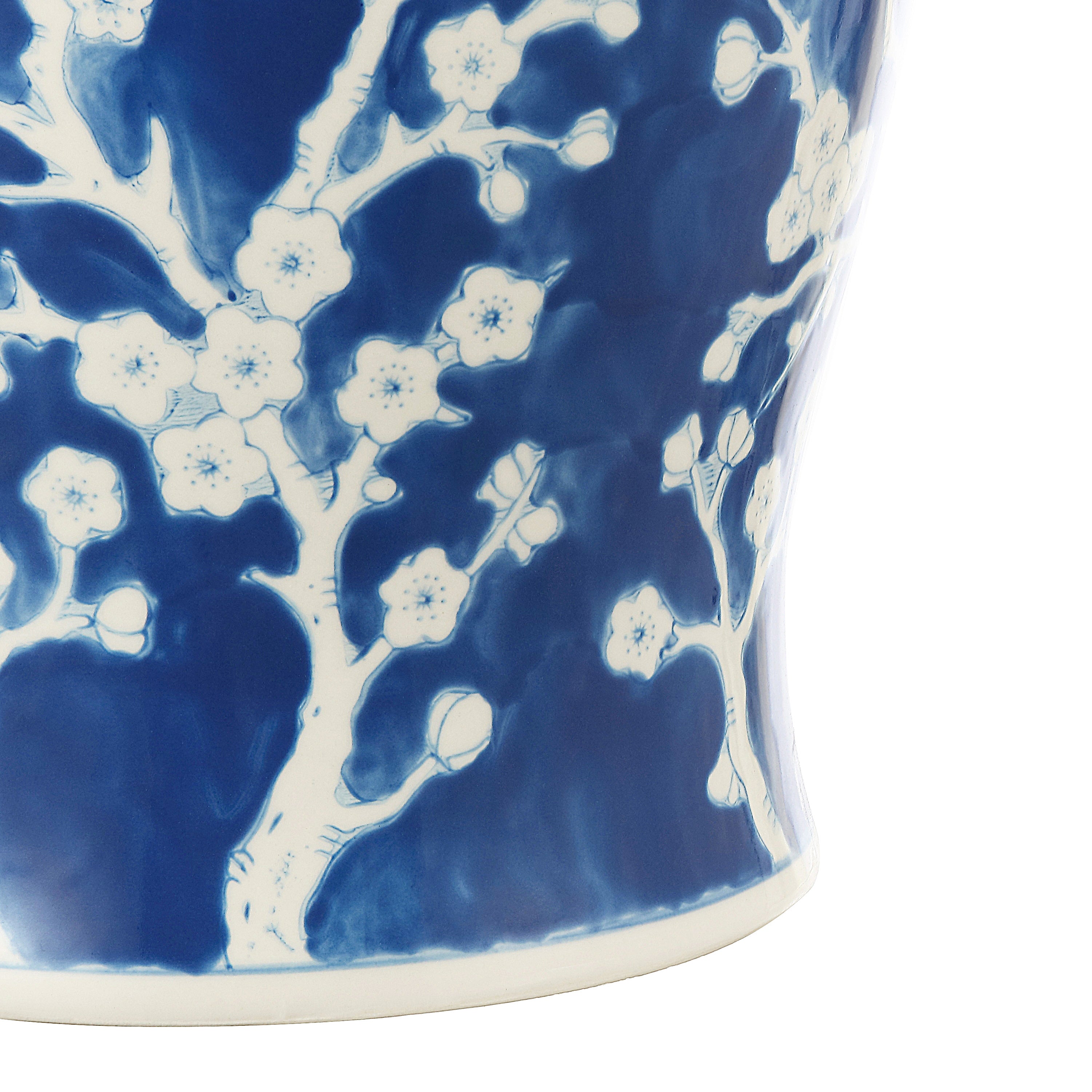 Cherry Blossom 17.75" Ceramic Garden Stool