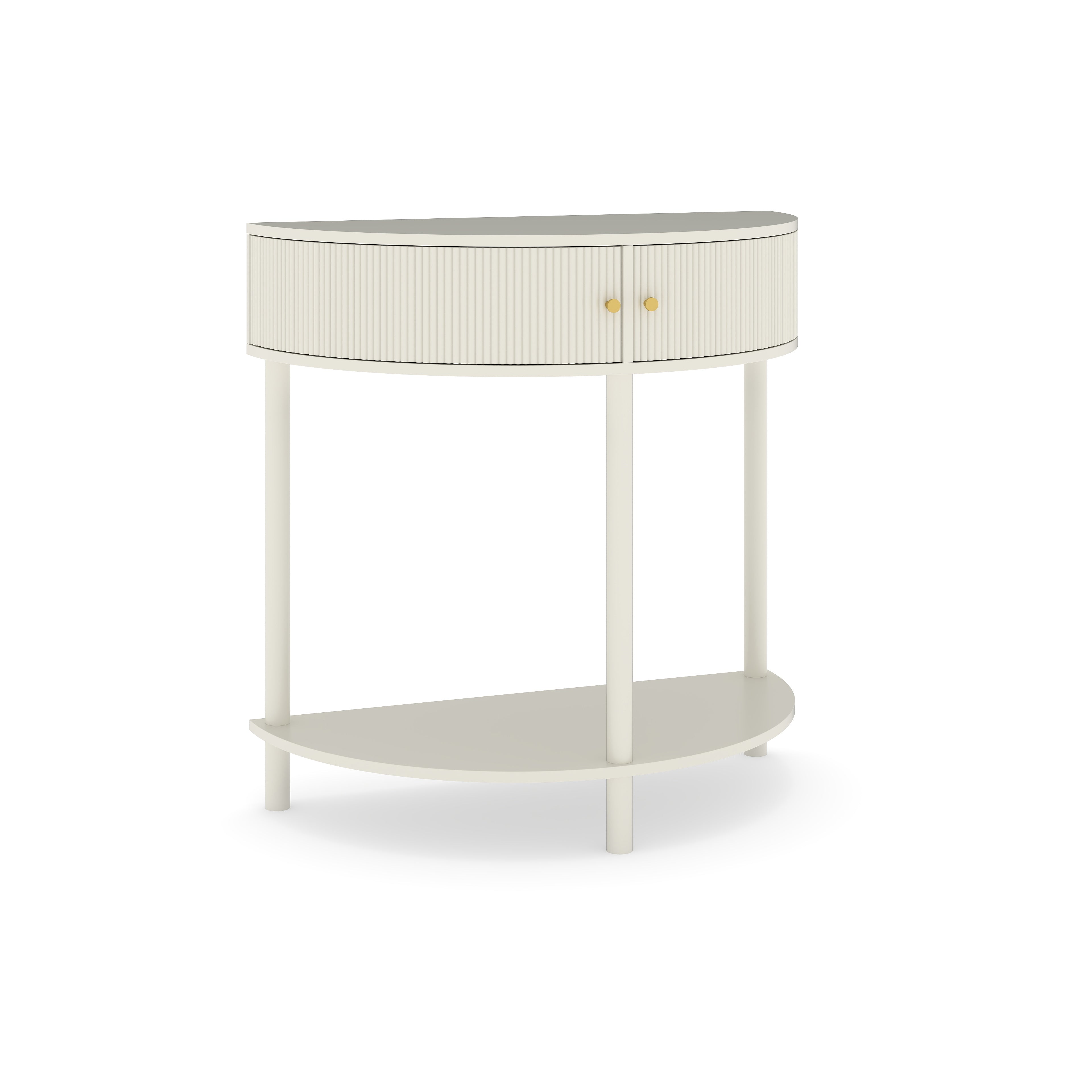 Artisan-Crafted Wave-Pattern Demi-Lune Console Table