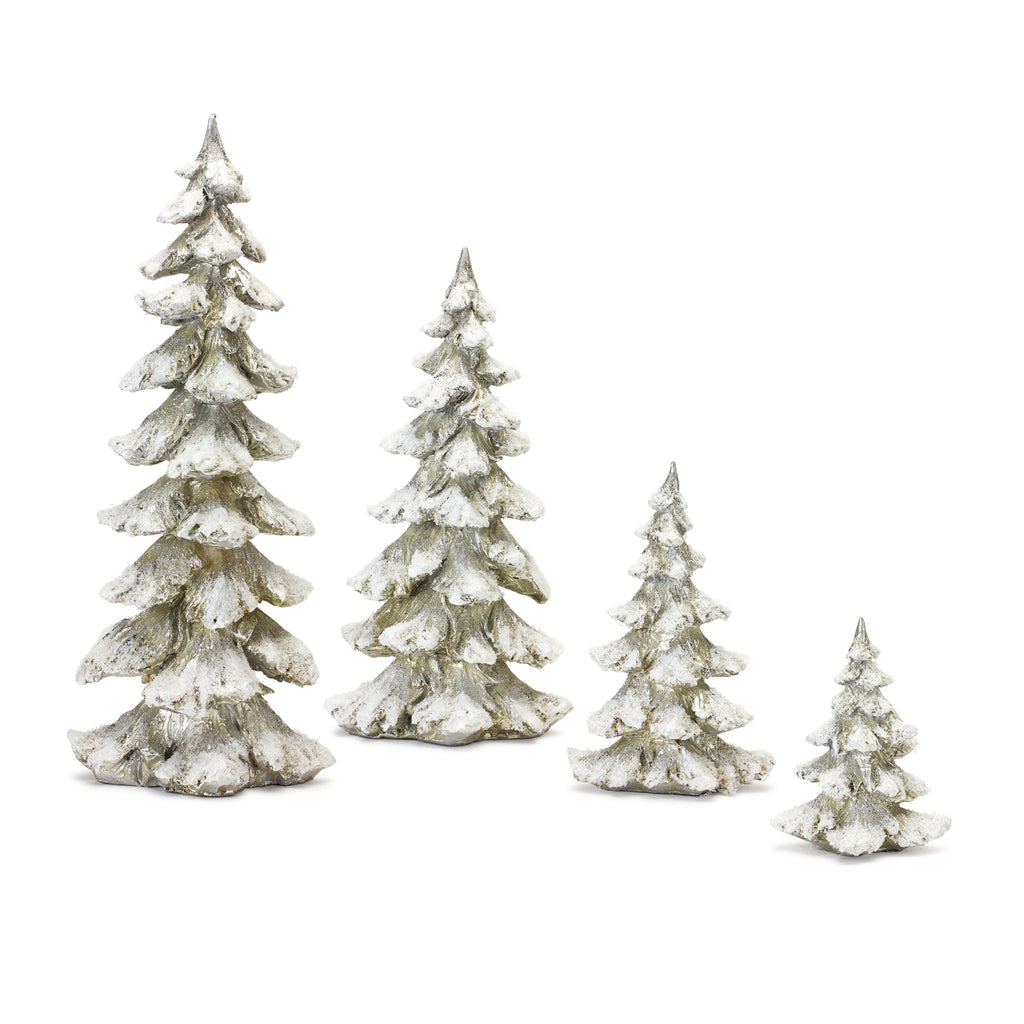 Frosted-Pine-Tree-Décor-with-Silver-Finish-(set-of-4)-Silver-Decor