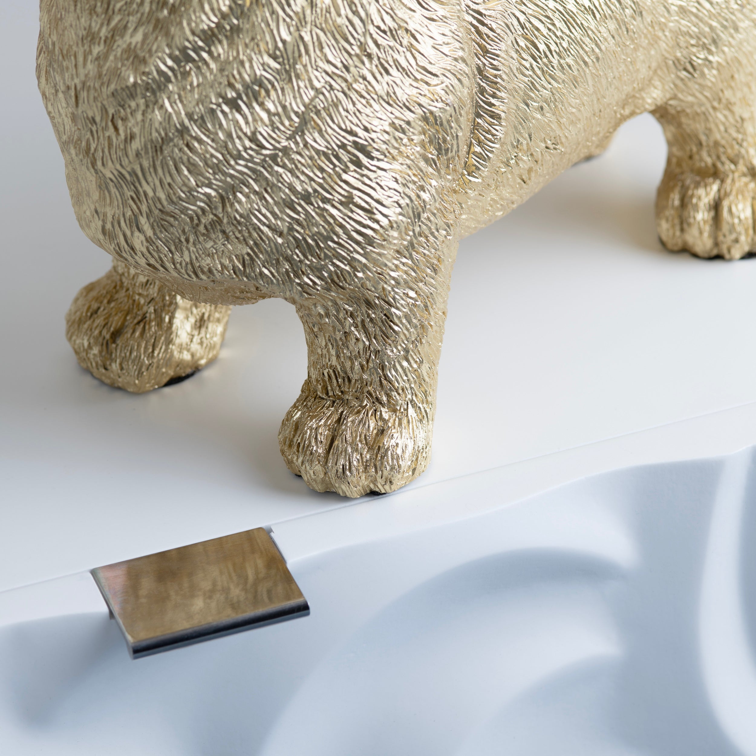 Gold Resin Corgi Dog Table Lamp With Shade