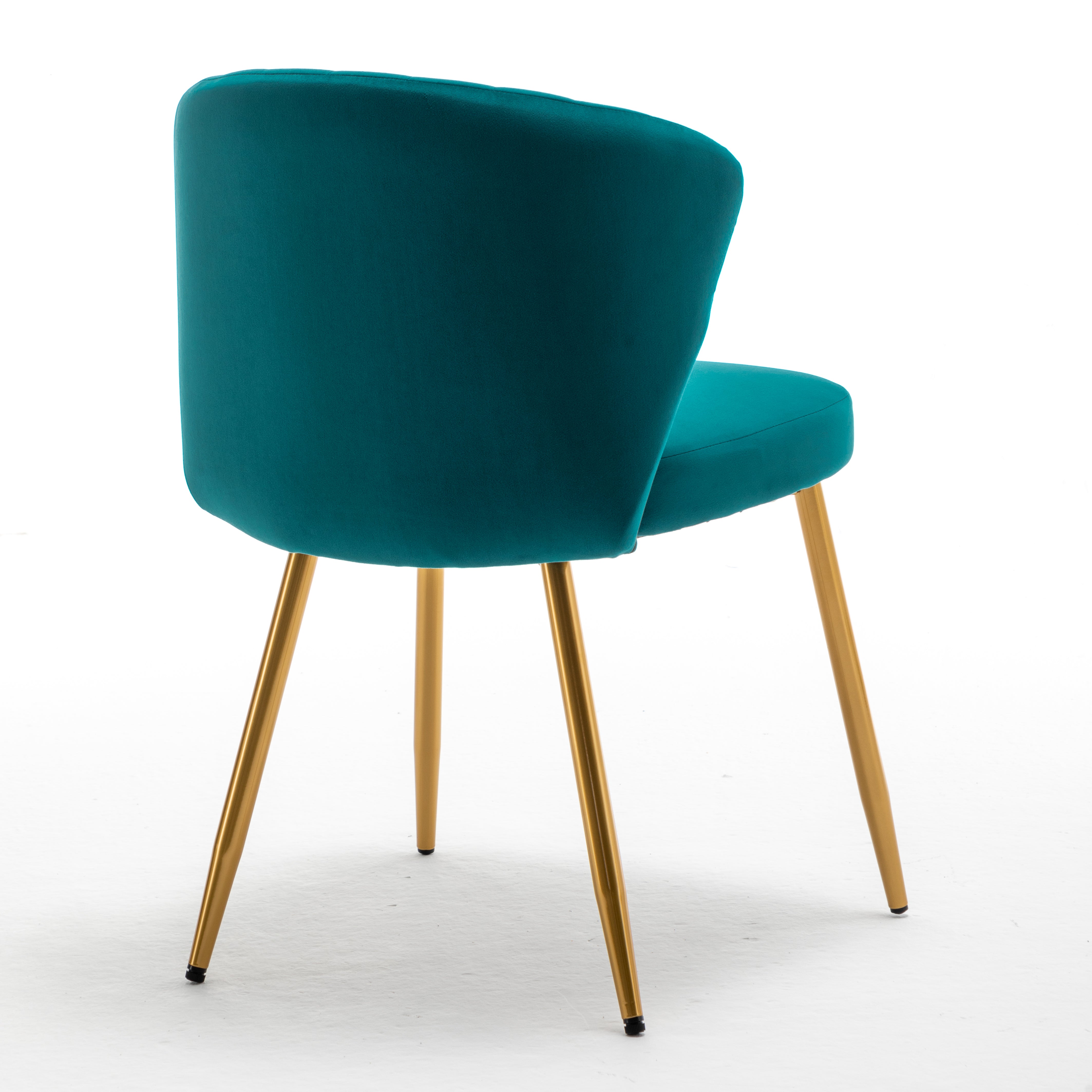 Modern Velvet Armless Accent Chair, Channel Tufted Dining Chair with Gold Metal Legs, Upholstered Side Chair for Living Room Bedroom Small Spaces